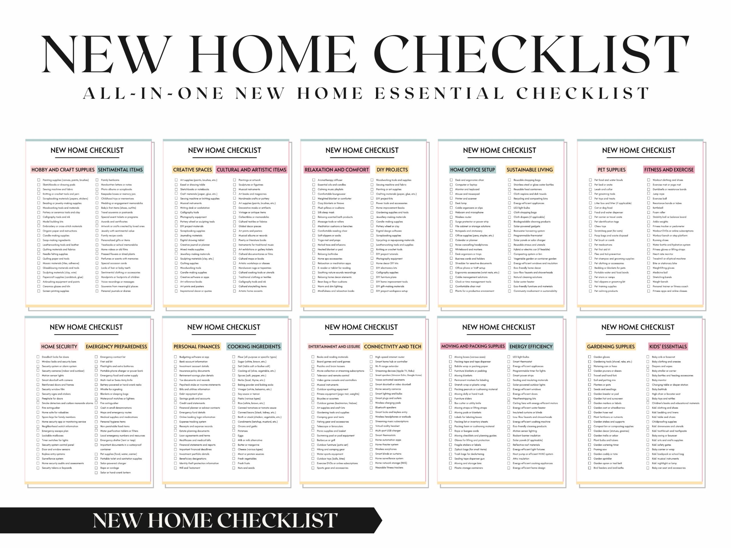 New Home Essentials Checklist New Home Checklist Home Checklist Home Binder Moving Checklist Apartment Checklist First Home Checklist Etsy