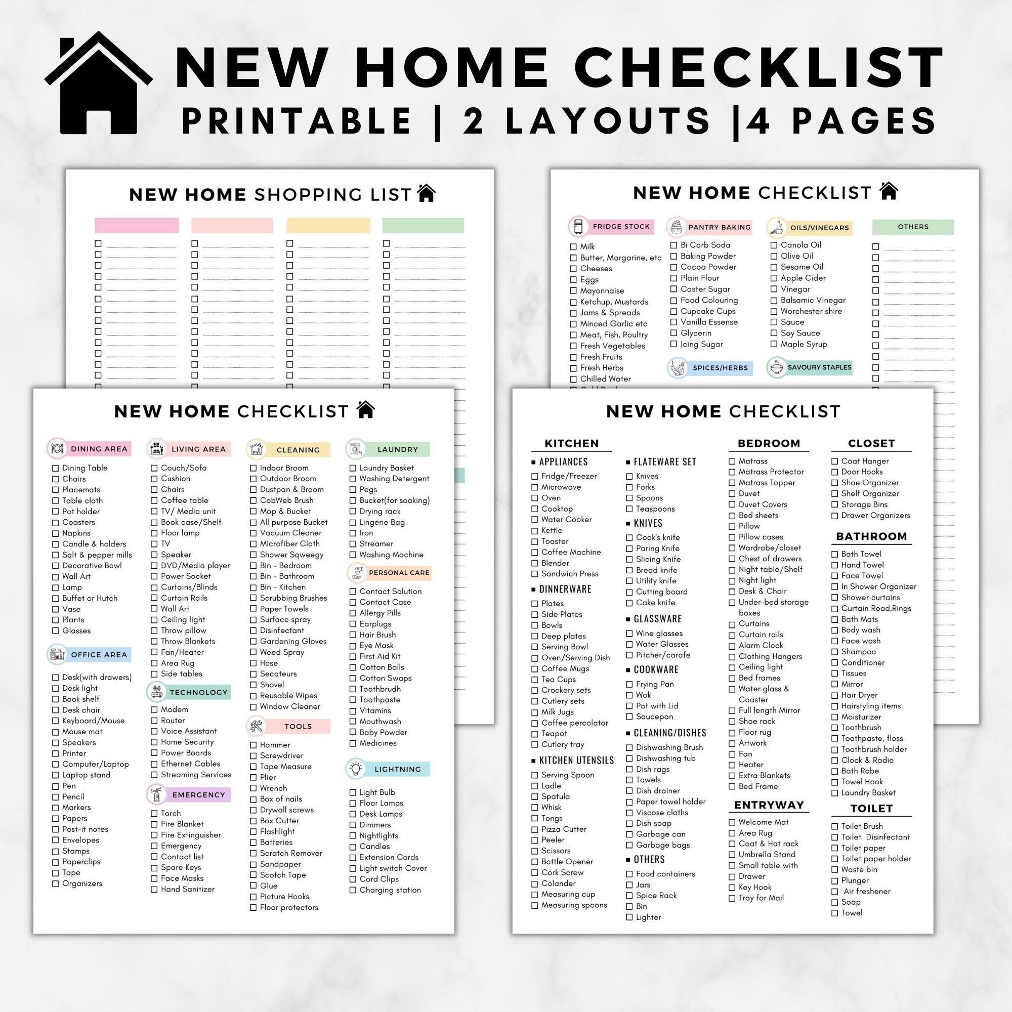 New Home Essentials Checklist New Home Checklist Printable first Home Checklist first Apartment Checklist pcs Checklist moving Printable Etsy