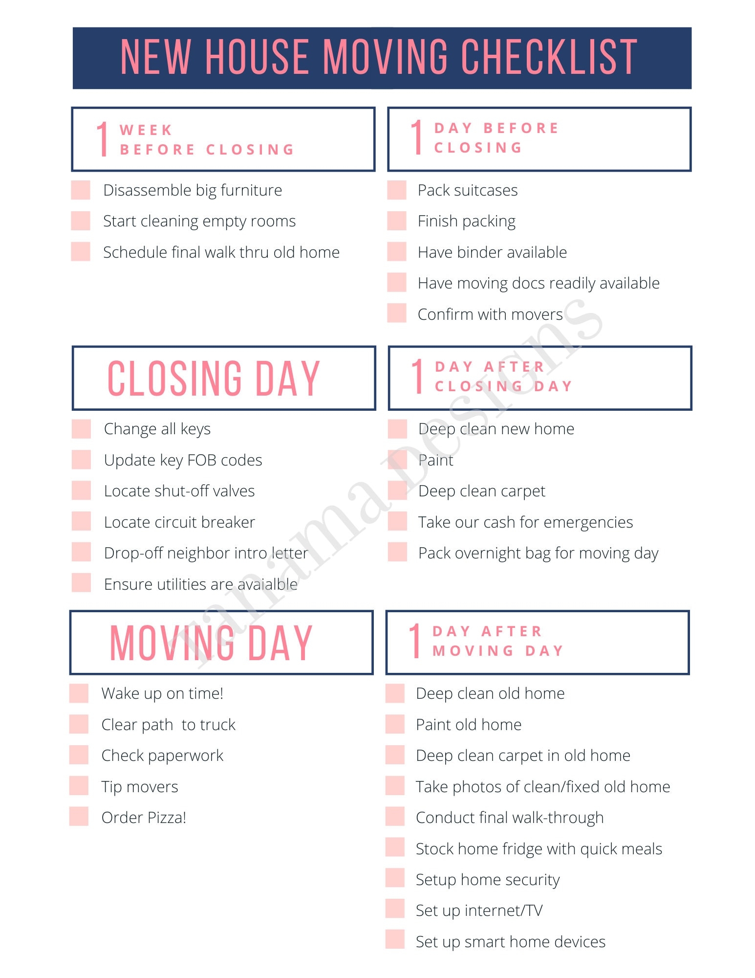New Home purchase Moving Checklist Etsy New Home purchase Moving Checklist Etsy