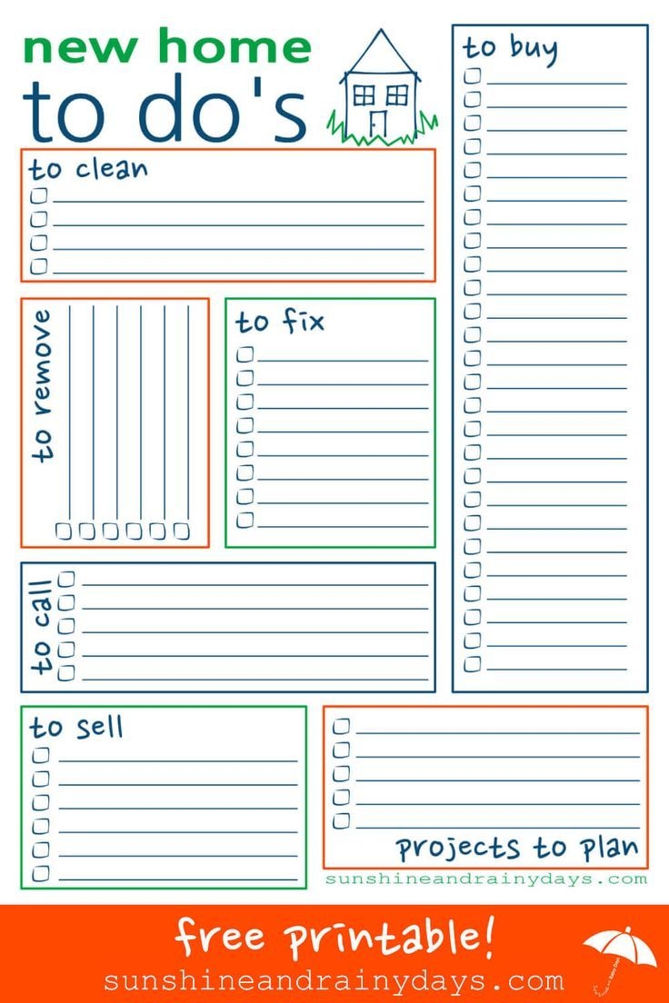 New Home To Do List Free Printable