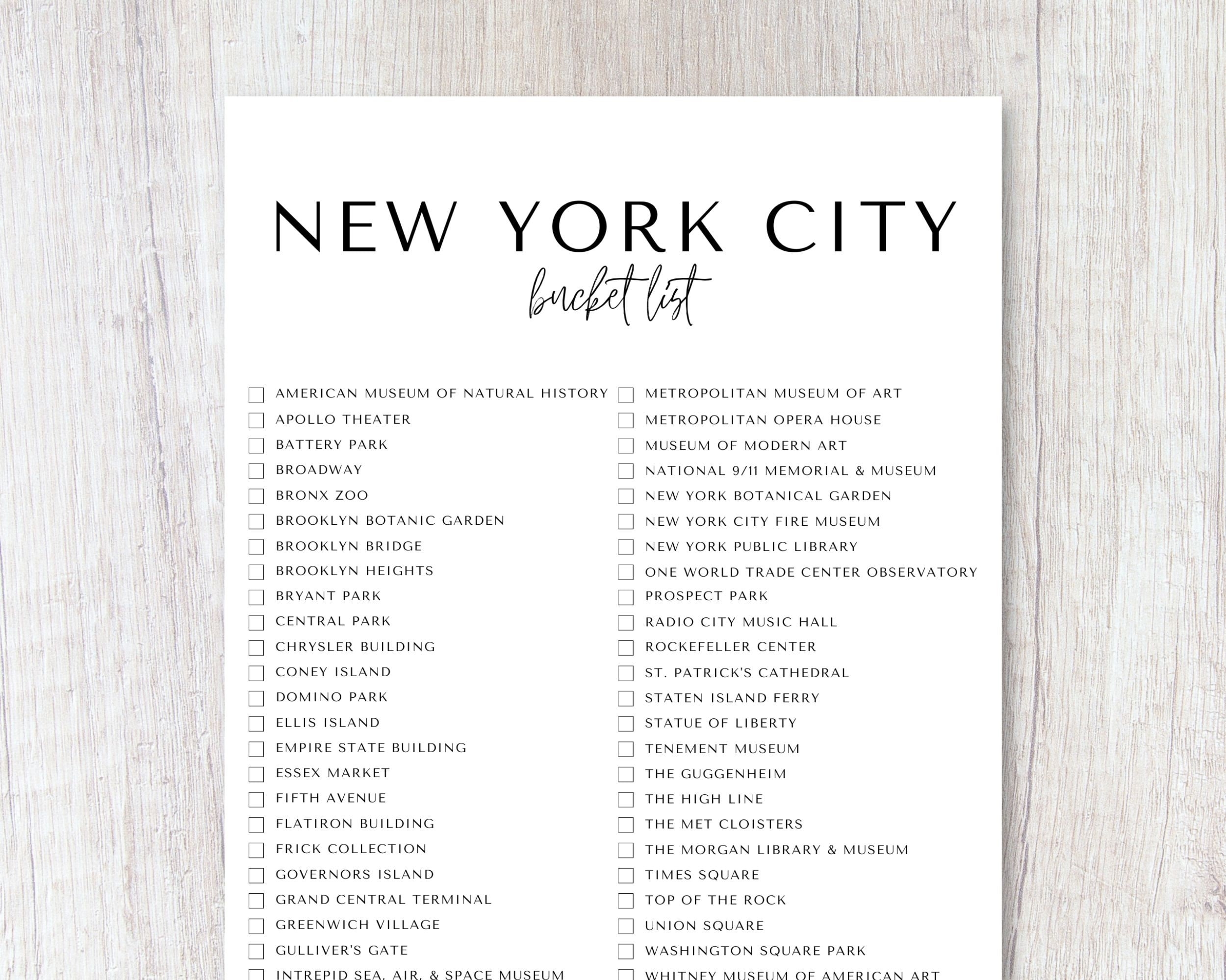 New York City New York List Printable Travel Bucket List Travel Planner Checklist A4 US Letter Etsy Israel