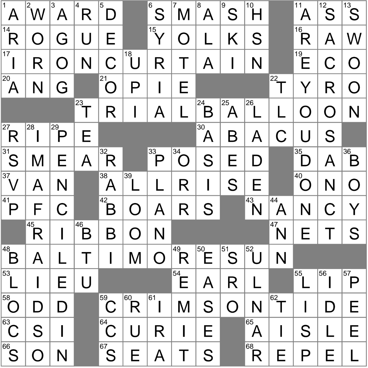 Newbie Crossword Clue Archives LAXCrossword