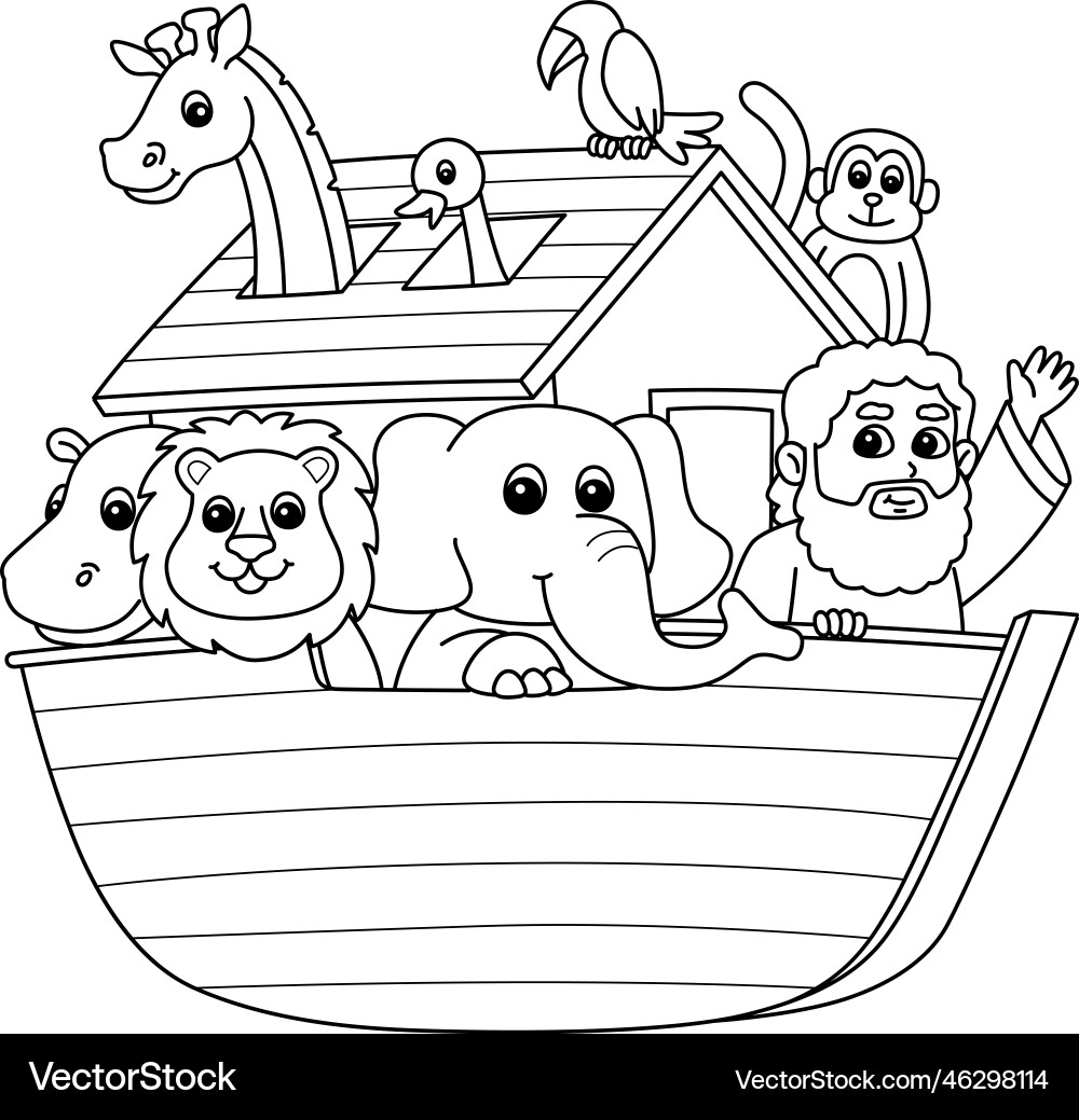Noah s Ark Coloring Page Royalty Free Vector VectorStock Noah s Ark Coloring Page Royalty Free Vector VectorStock