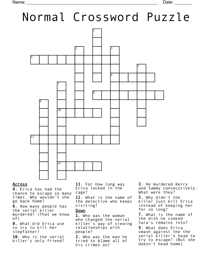 Normal Crossword Puzzle WordMint