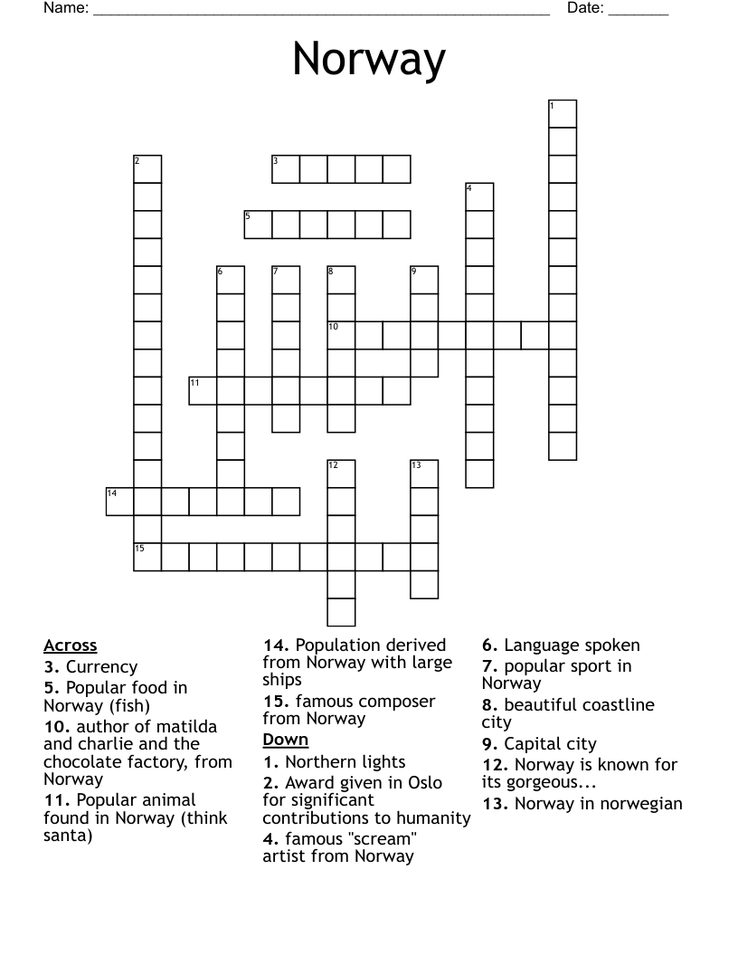 Norway Crossword WordMint Norway Crossword WordMint