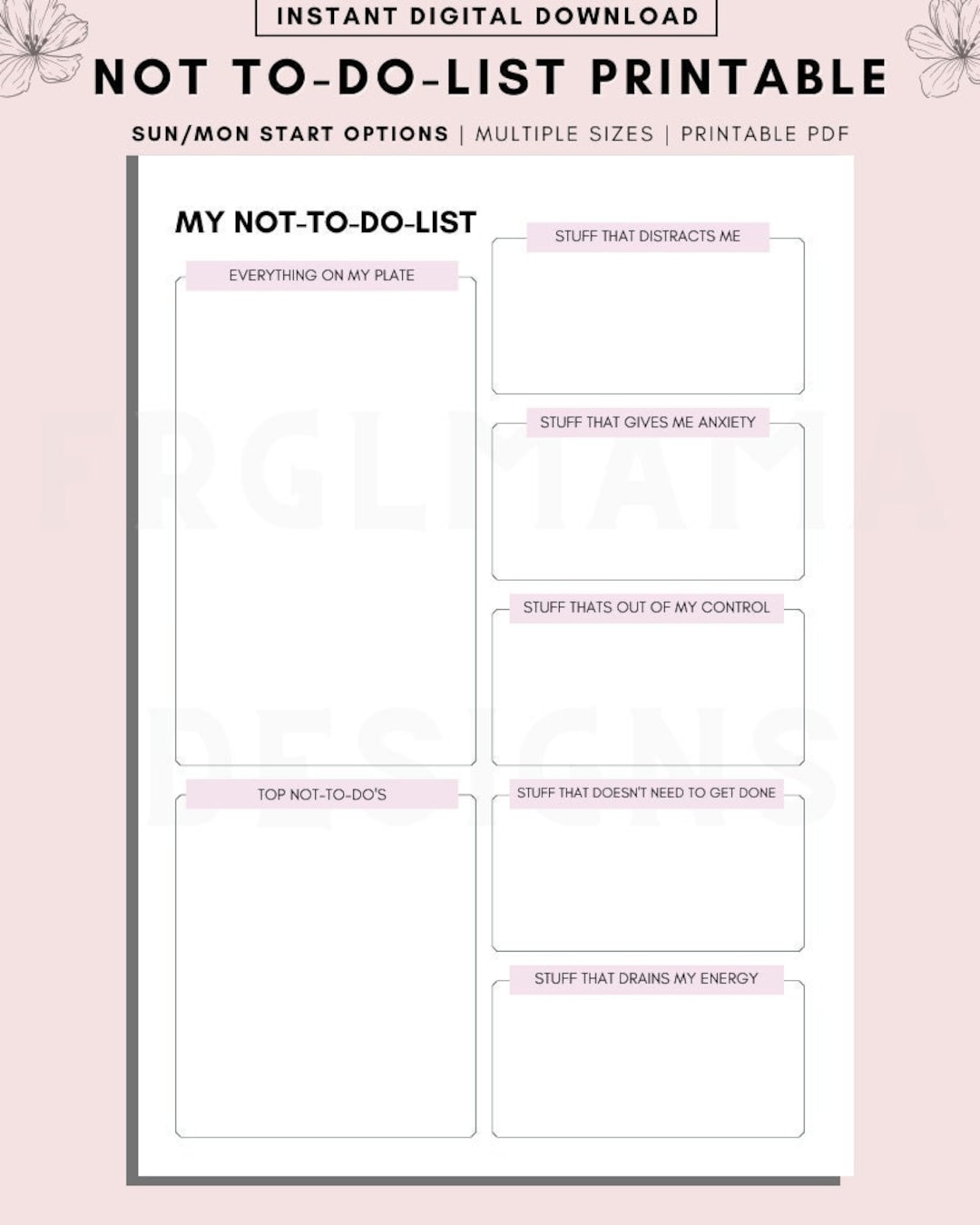 Not To Do List Printable Productivity Planner A4 A5 Letter PDF Etsy Not To Do List Printable Productivity Planner A4 A5 Letter PDF Etsy