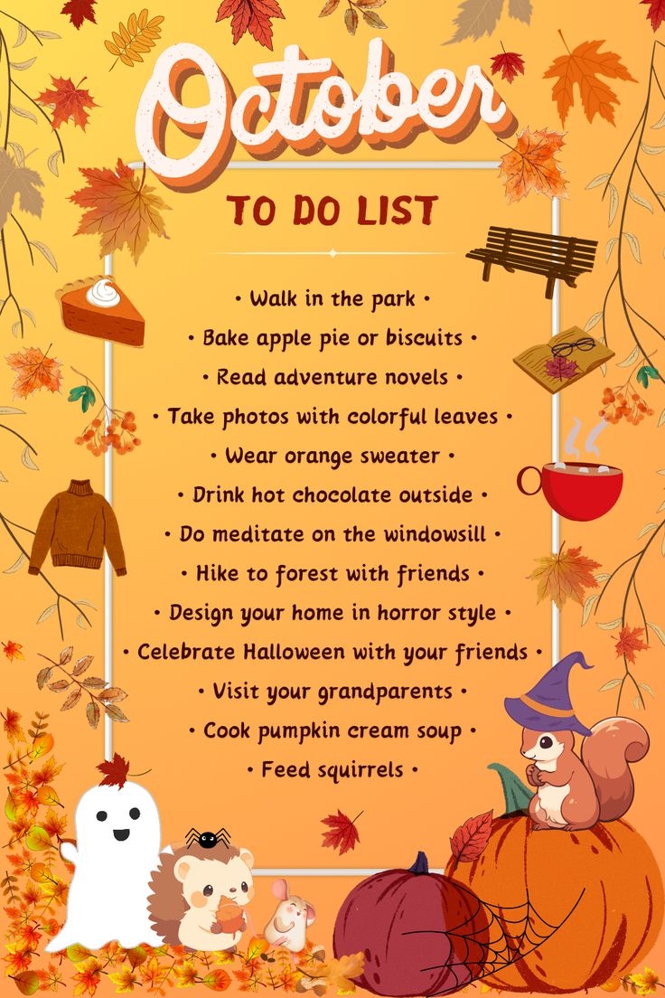 October Bucket List To Do List 