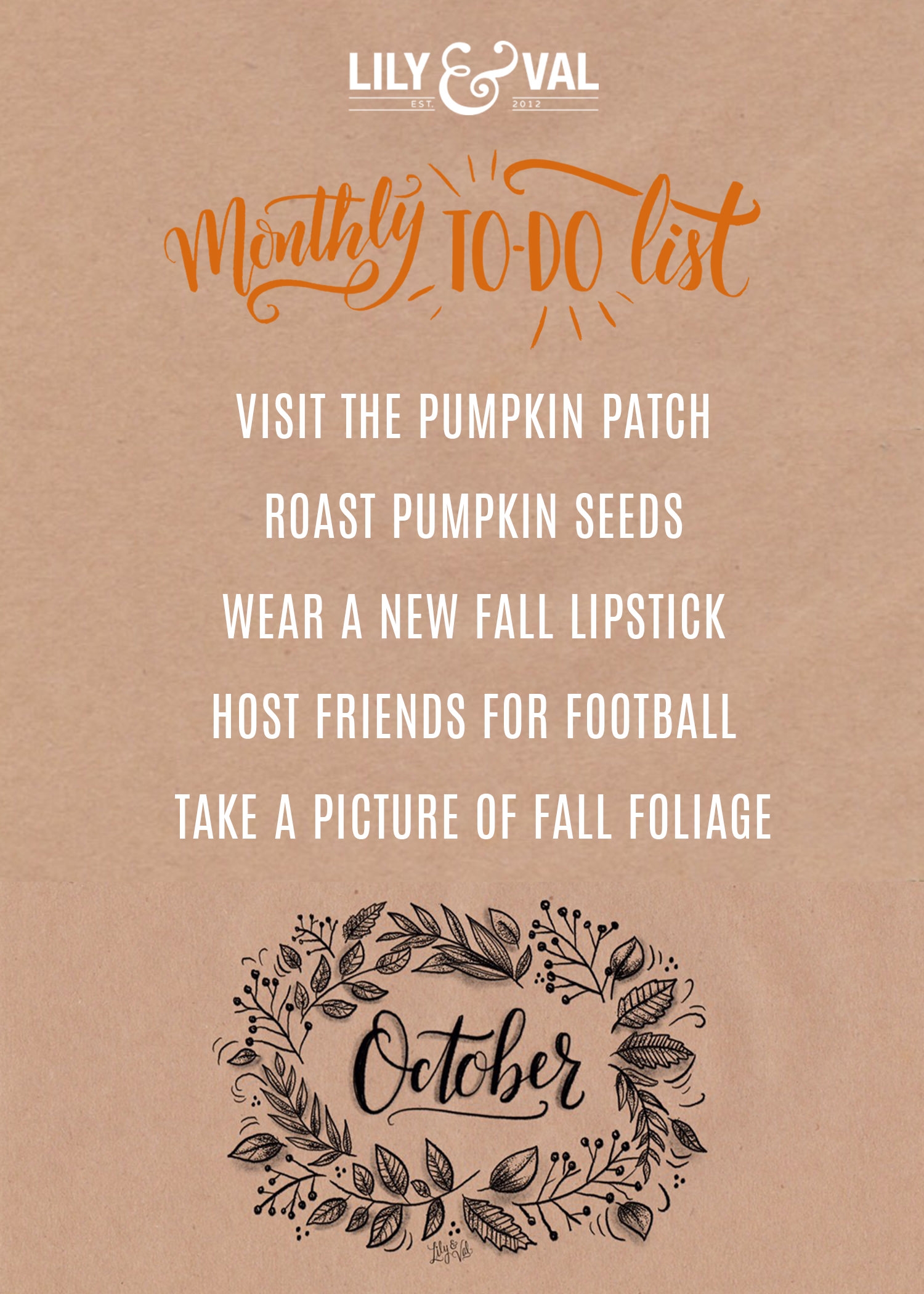 october to do list