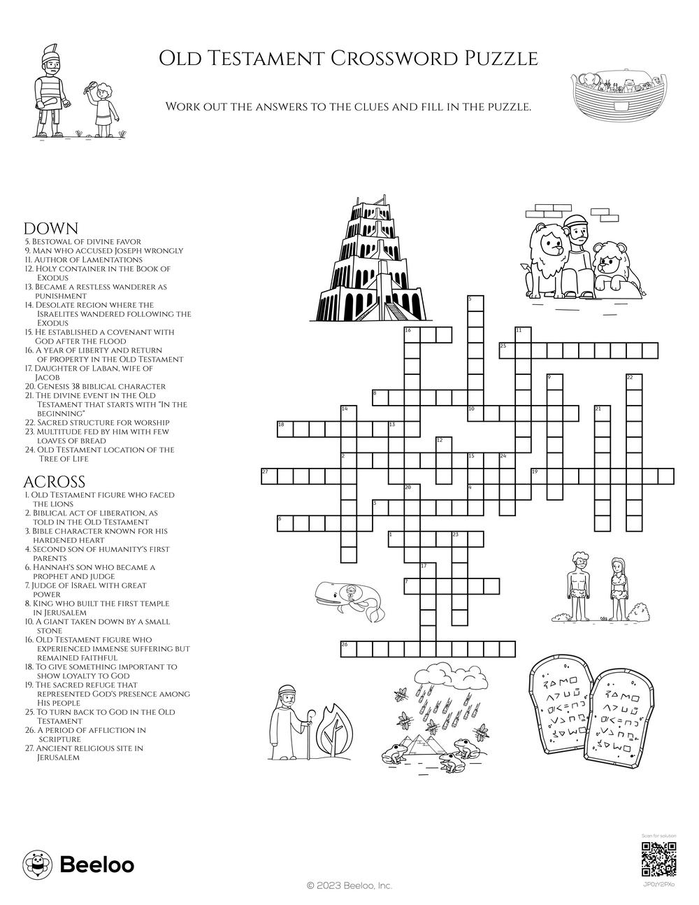Old Testament Crossword Puzzle Beeloo Printable Crafts And Activities For Kids