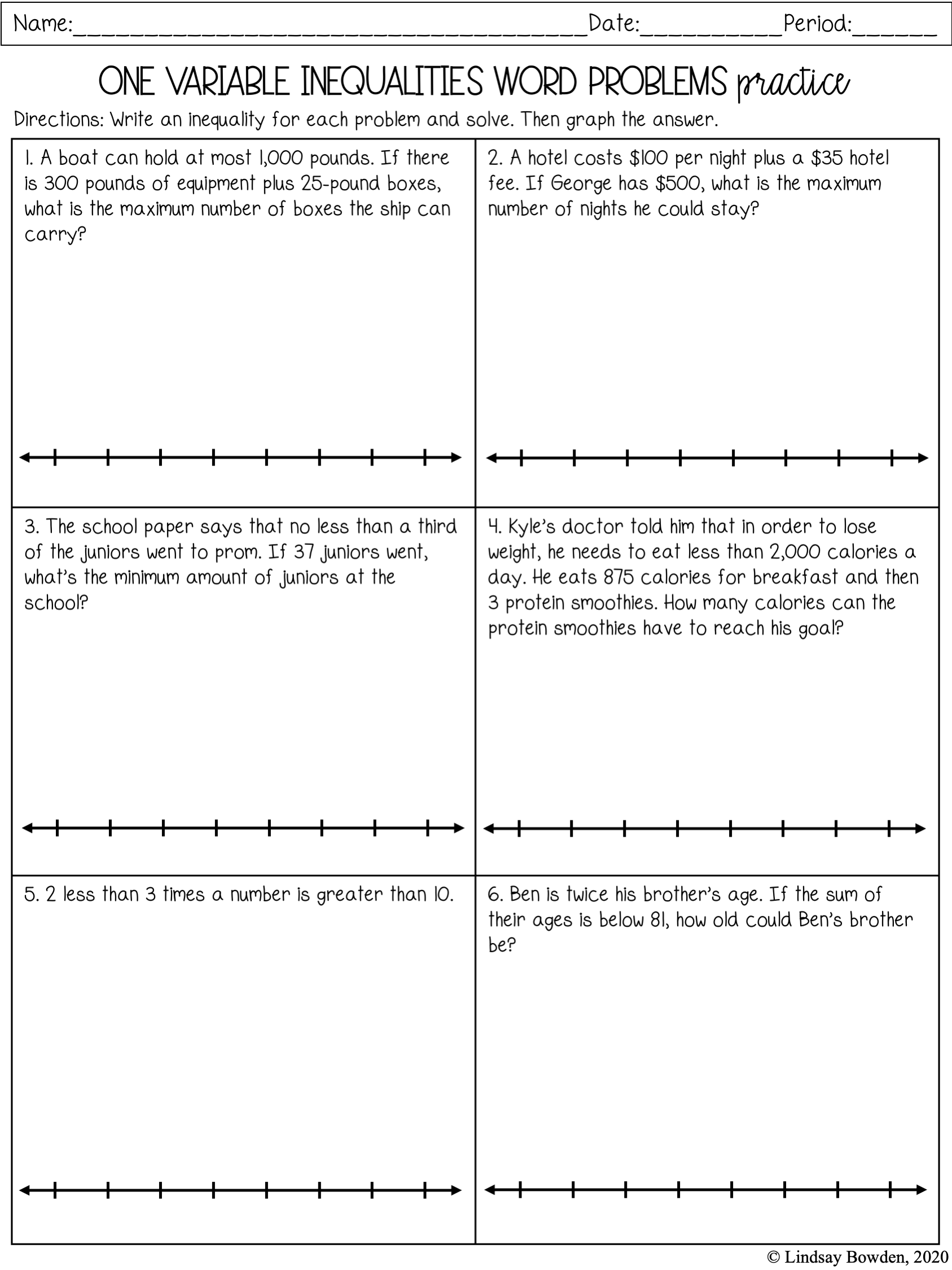 One Variable Inequalities Notes And Worksheets Lindsay Bowden Worksheets Library One Variable Inequalities Notes And Worksheets Lindsay Bowden Worksheets Library