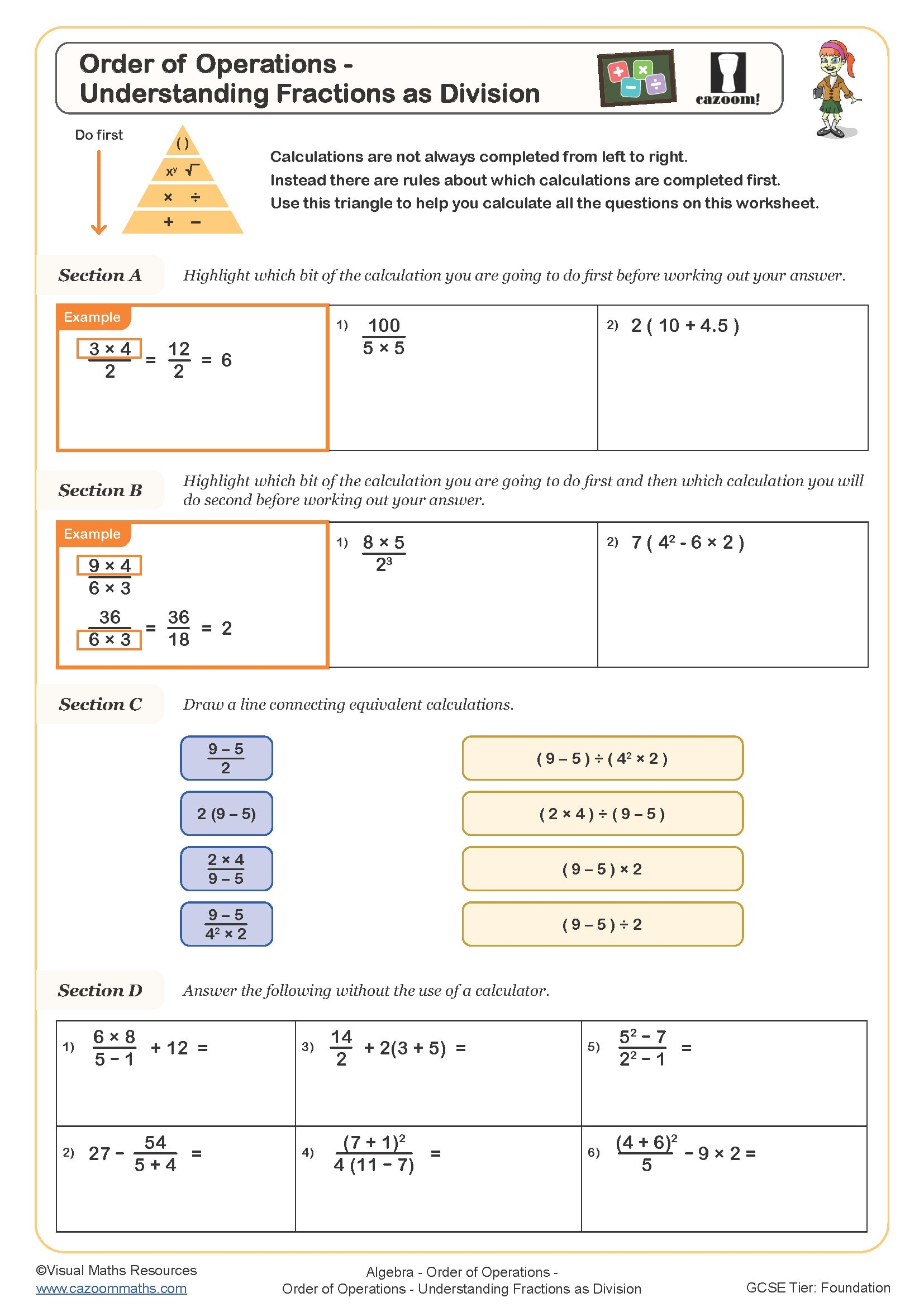 order of operations worksheets with answers