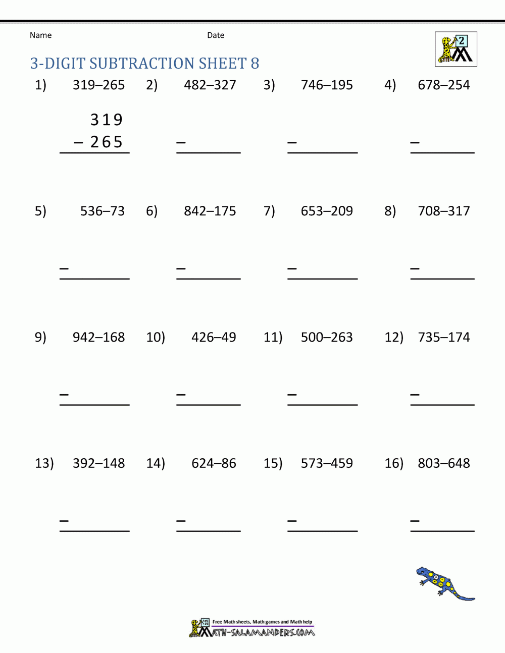 Our 3 Digit Subtraction Worksheets Page For 2nd Grade 