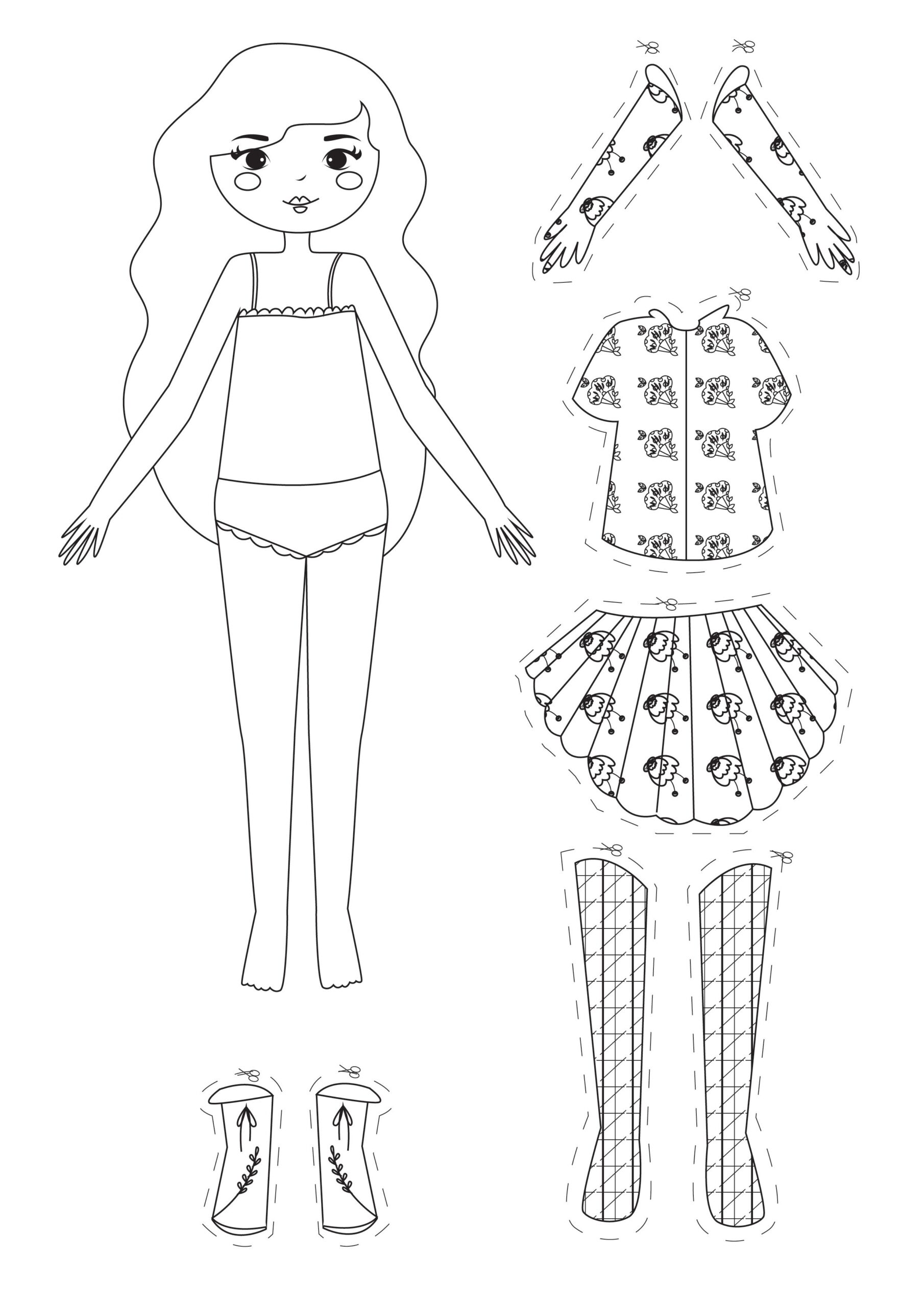 Paper Dolls With An End of summer Outfit Paper Doll Coloring Pages
