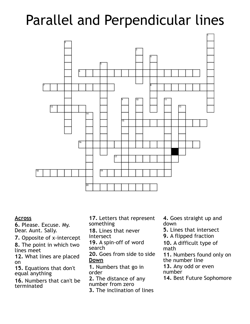 Parallel And Perpendicular Lines Crossword WordMint Parallel And Perpendicular Lines Crossword WordMint