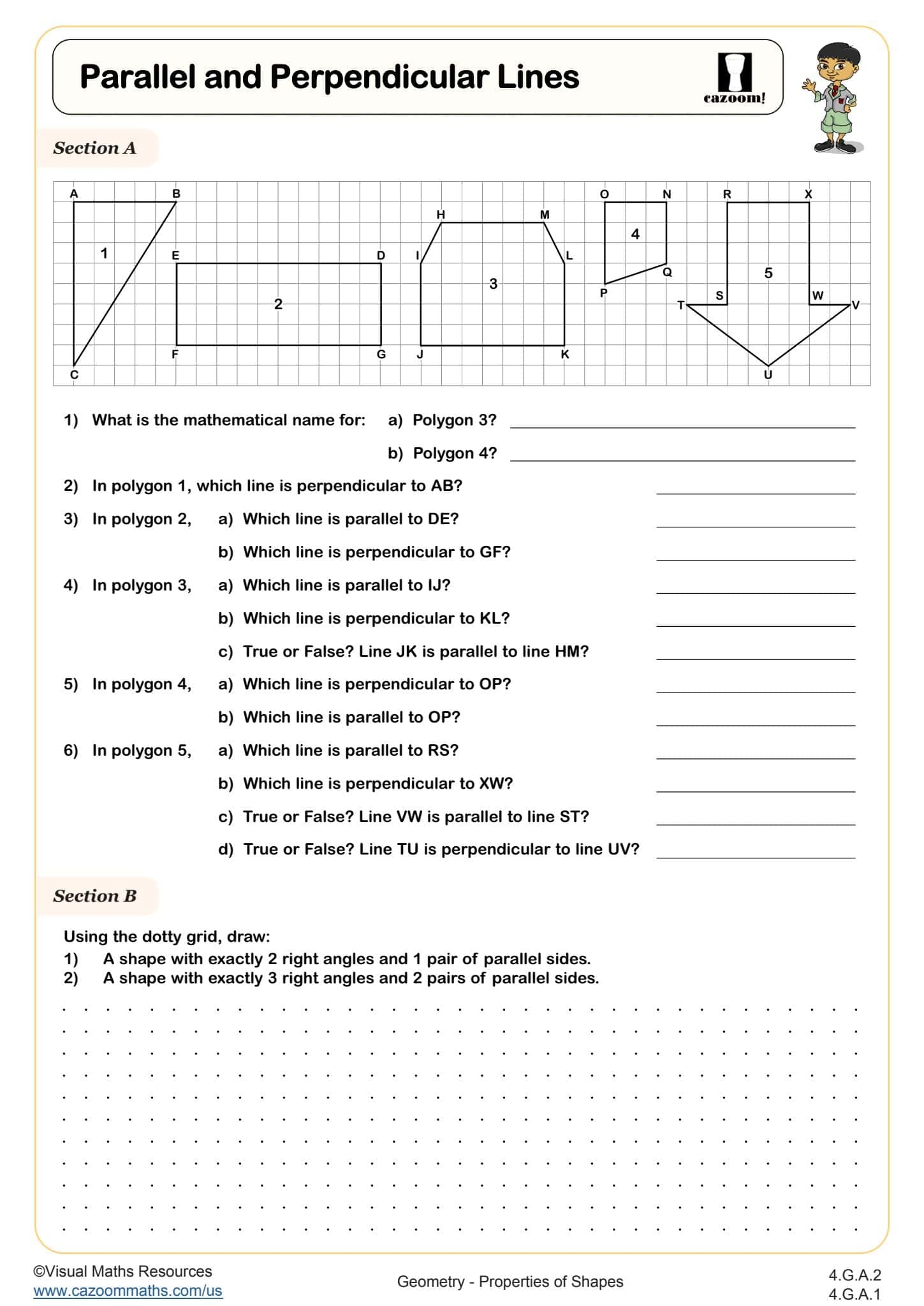 Parallel And Perpendicular Lines Worksheet Fun And Engaging 4th Grade Geometry Worksheet Cazoom Math