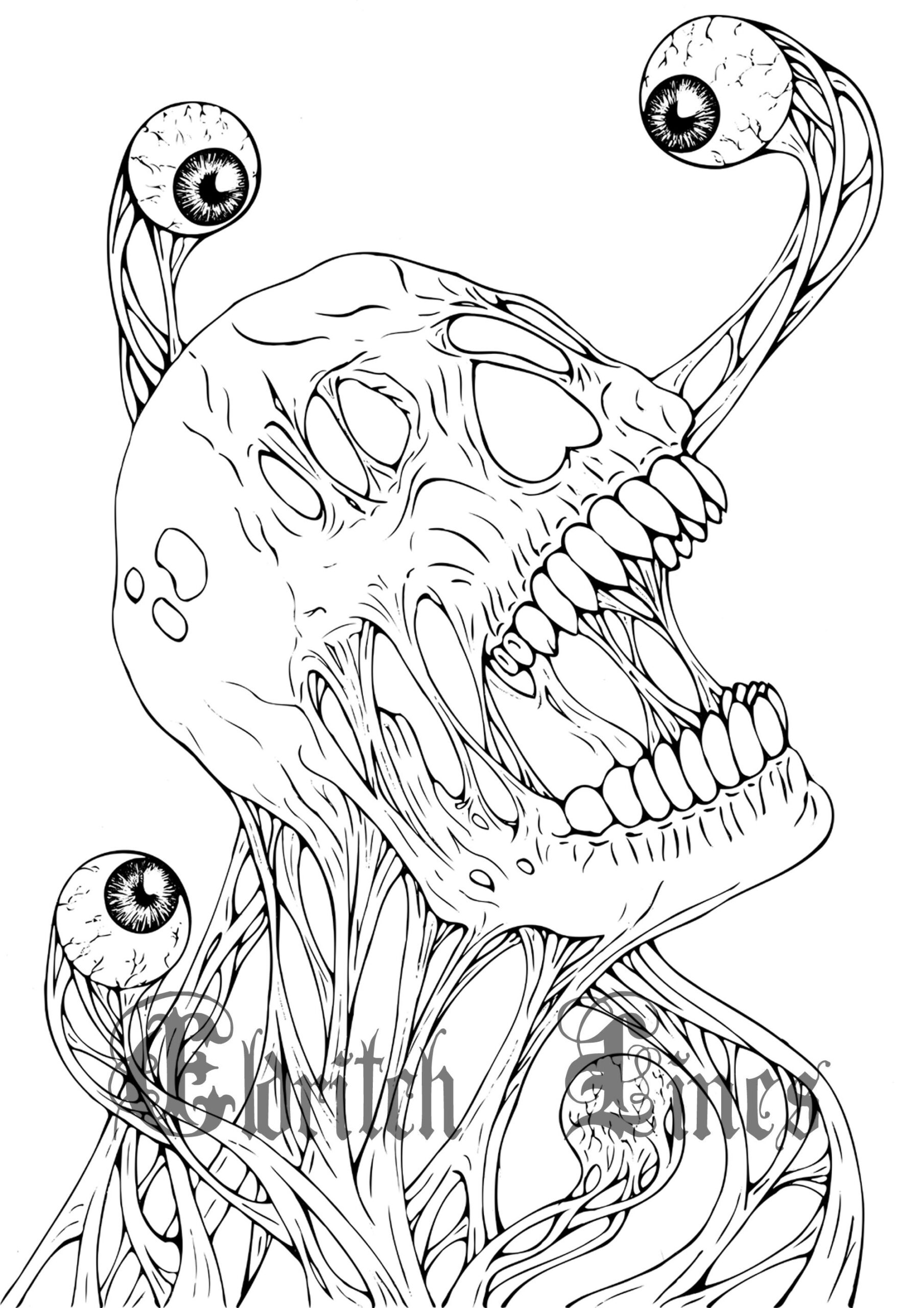 Paranoia Printable Horror Adult Coloring Page Lineart DIGITAL DOWNLOAD PDF File Etsy Norway