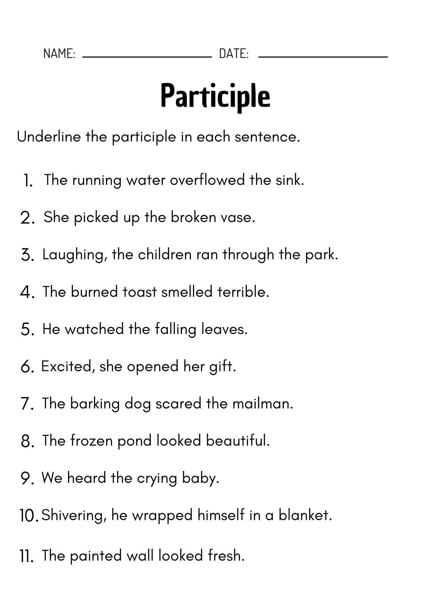 Participles Worksheets Identifying Participles Teaching Resources Participles Worksheets Identifying Participles Teaching Resources