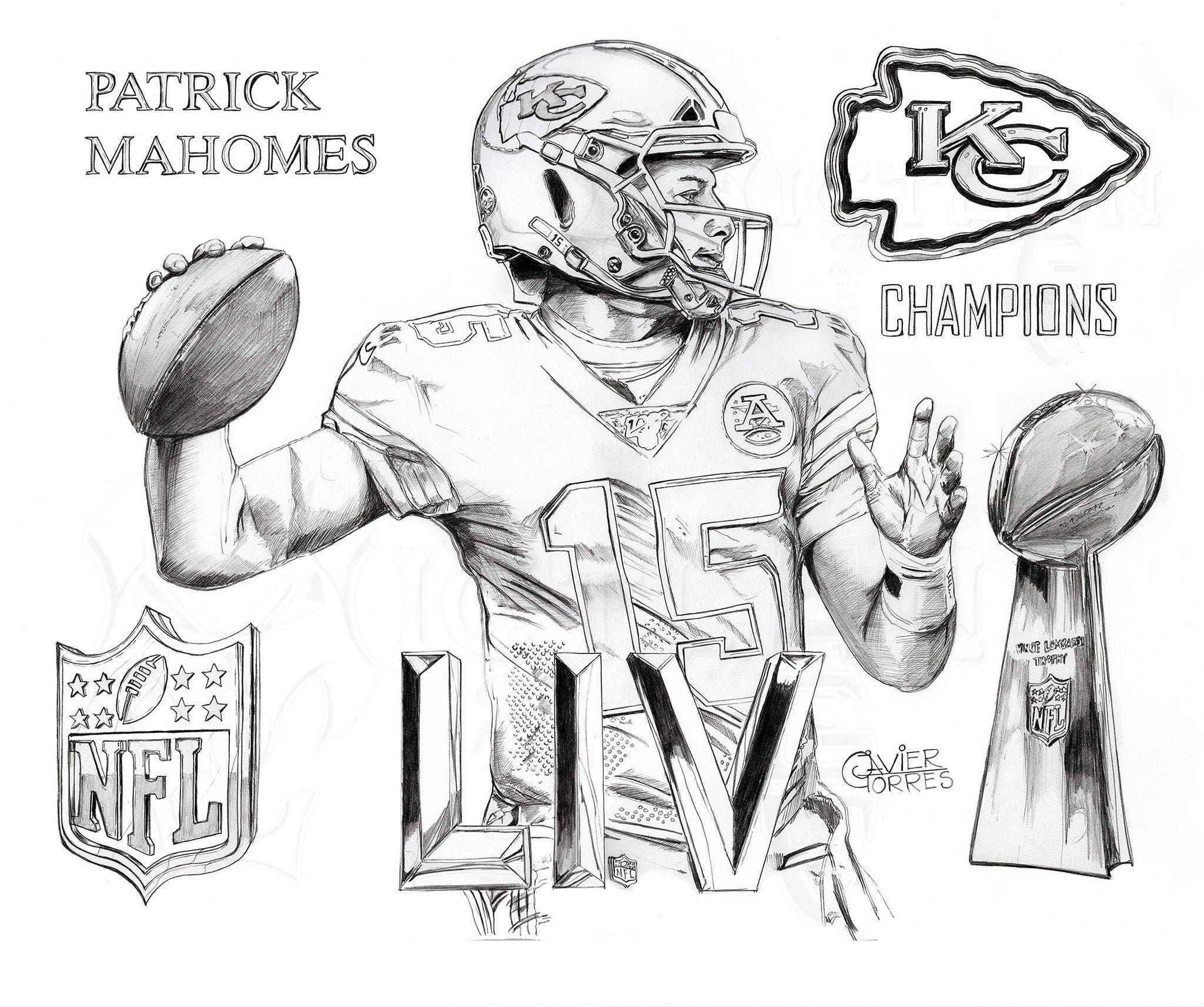 patrick mahomes coloring pages