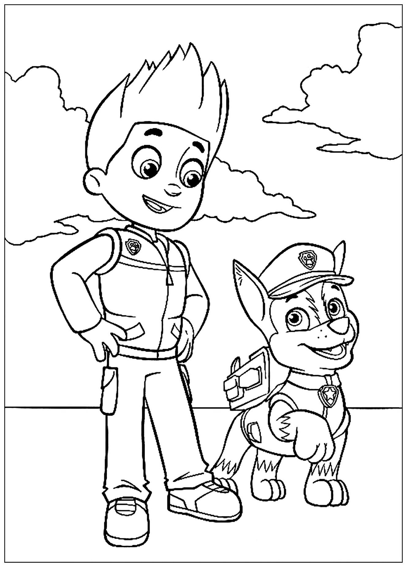 Patrol The Fine Team Ryder And Chase Paw Patrol Coloring Pages