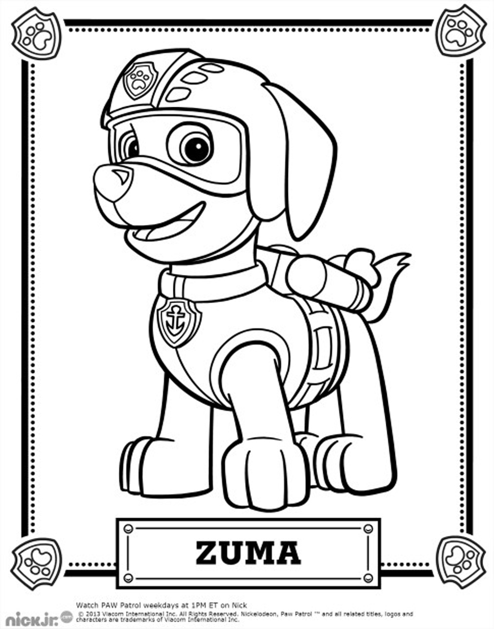 Patrol Zuma Paw Patrol Coloring Pages