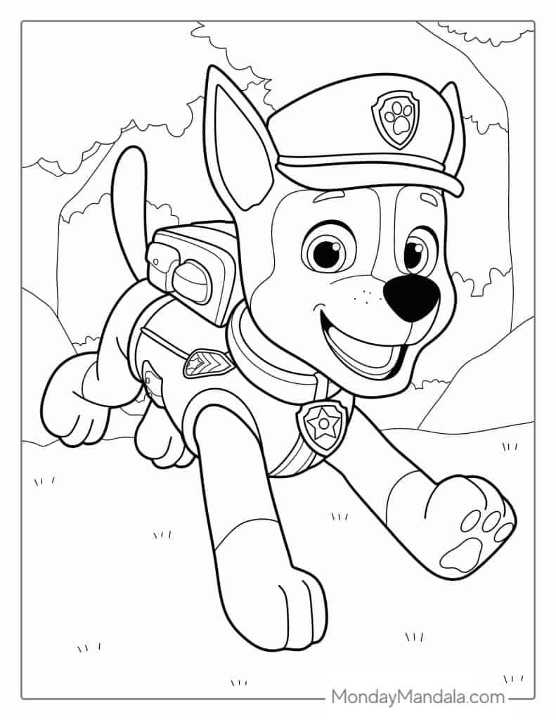 Paw Patrol Chase Printable Colouring Chase Bike Paw Patrol Coloring Page Chase Zuma BAZIC