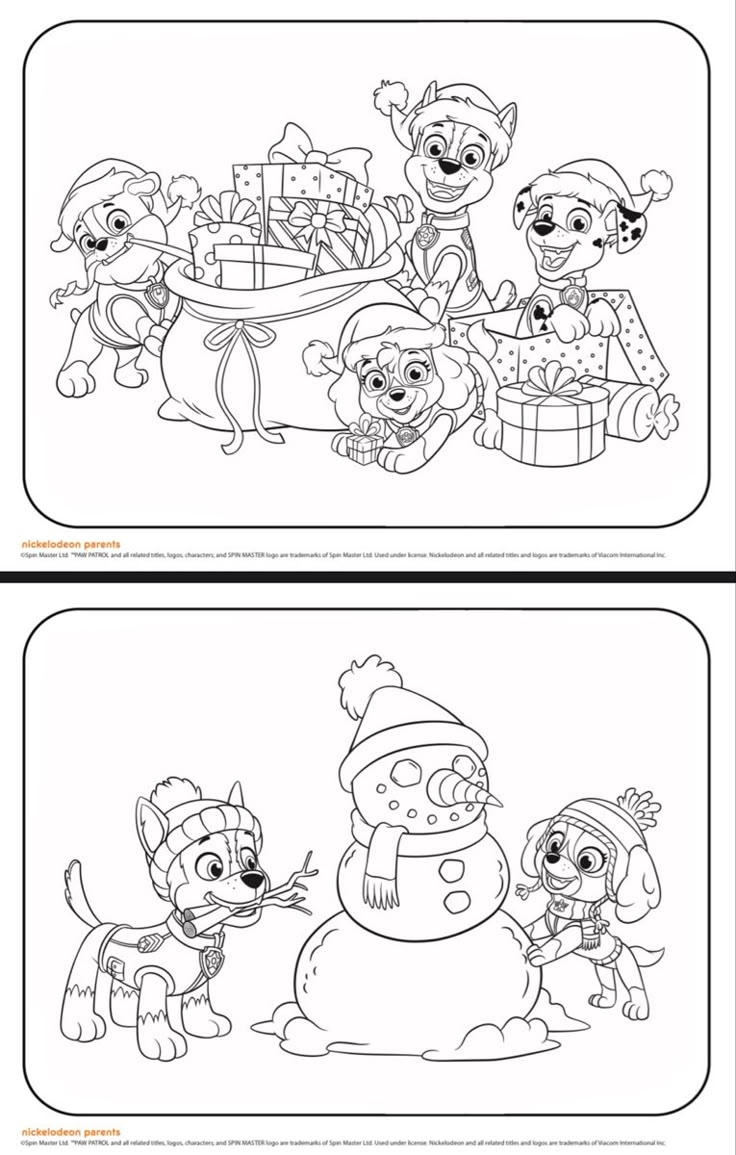 Paw Patrol Christmas Coloring Page