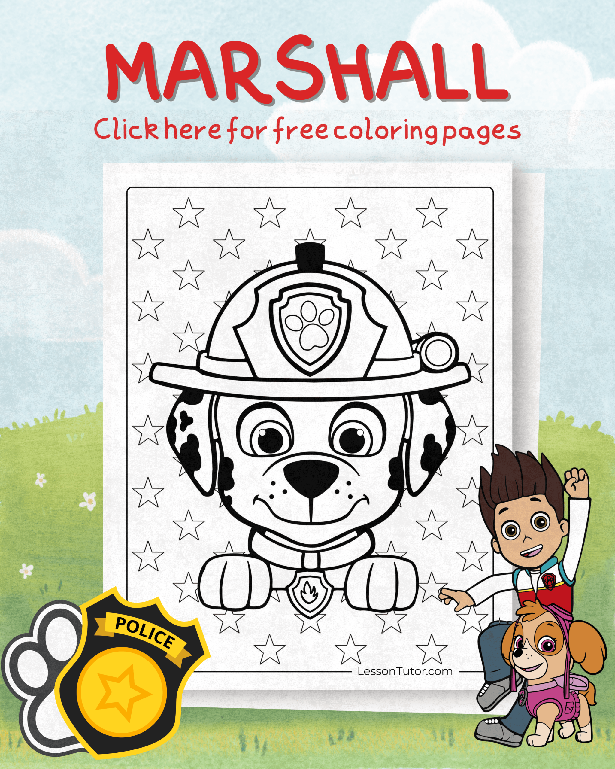 Paw Patrol Marshall Coloring Pages Lesson Tutor