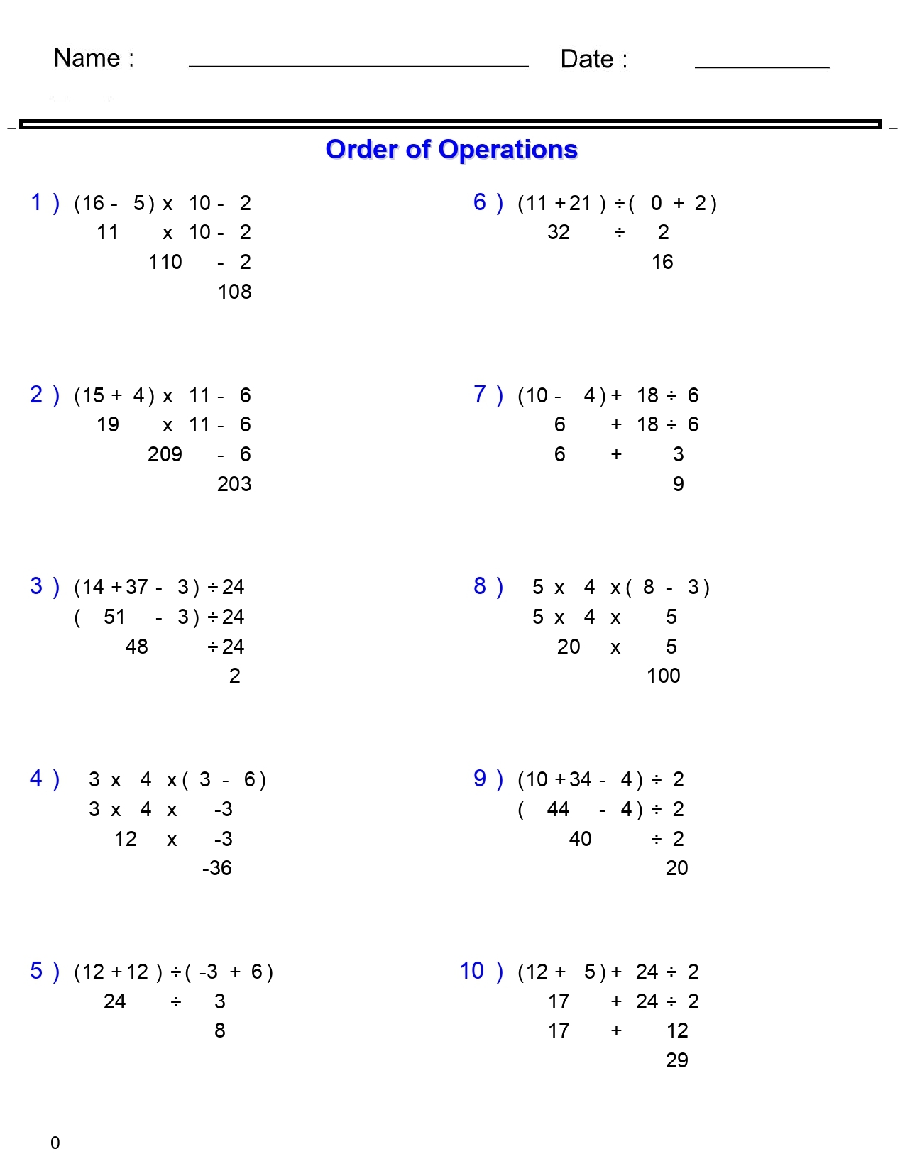 order of operations worksheet pdf order of operations worksheet pdf
