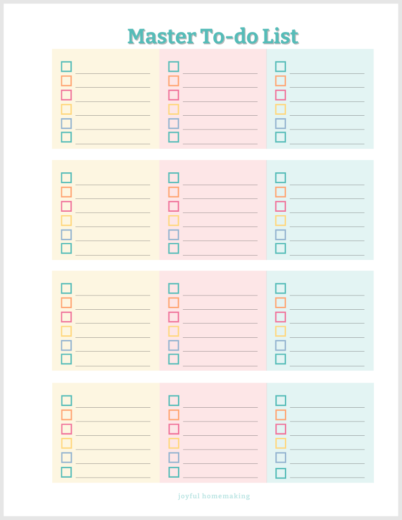 Personalized Master To do List Joyful Homemaking Personalized Master To do List Joyful Homemaking
