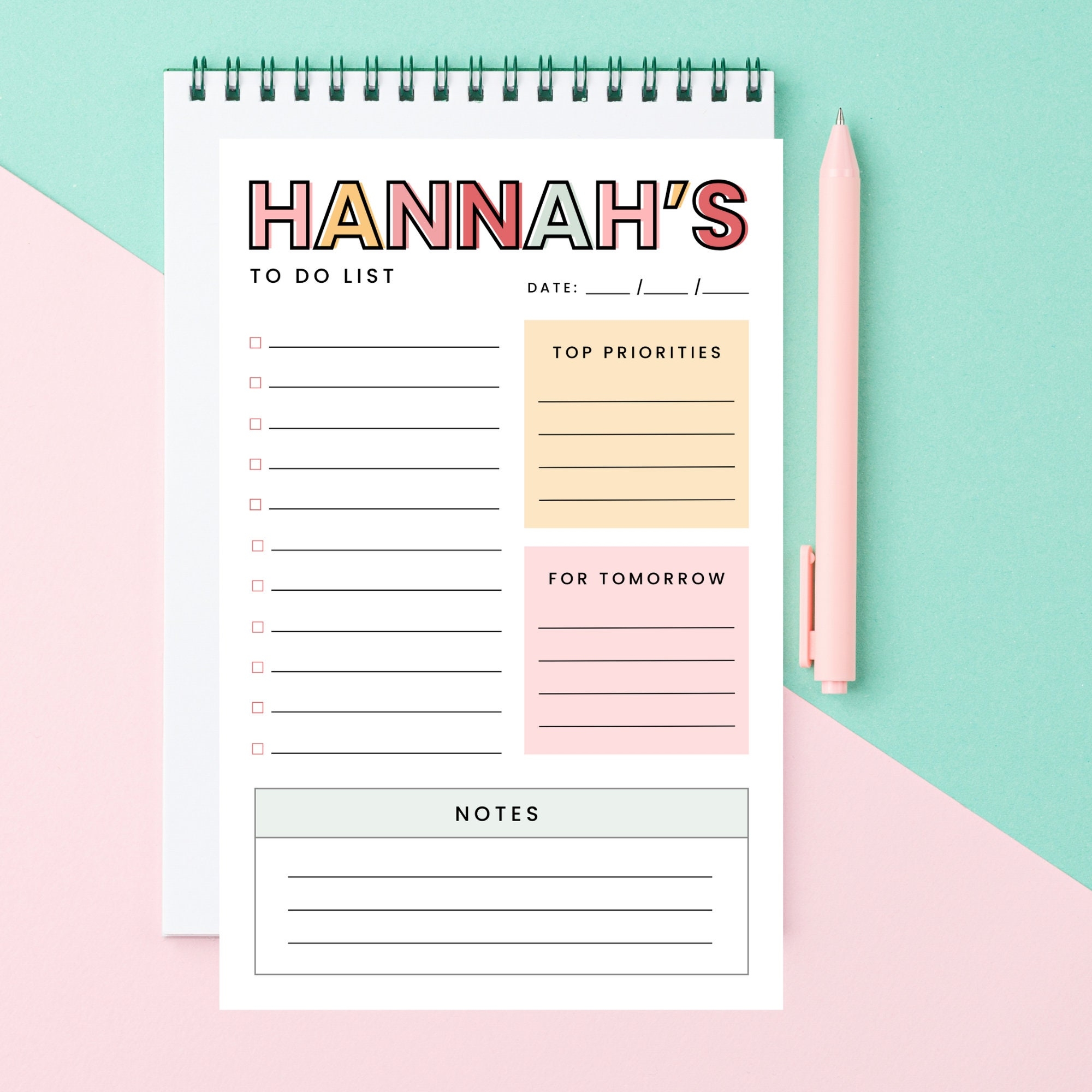 Personalized To Do List Notepad Custom Daily Planner 8 5x5 5 Etsy