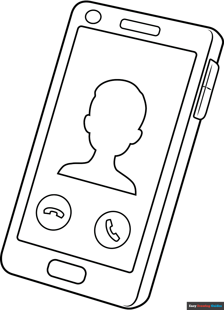 Phone Coloring Page Easy Drawing Guides