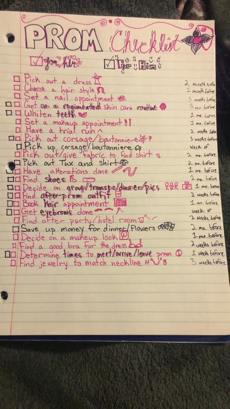 prom to do list