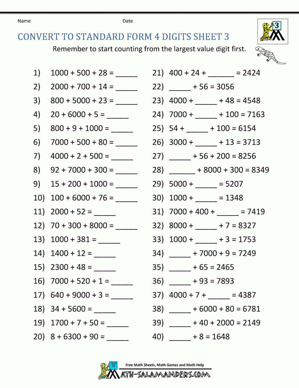 place value practice worksheets