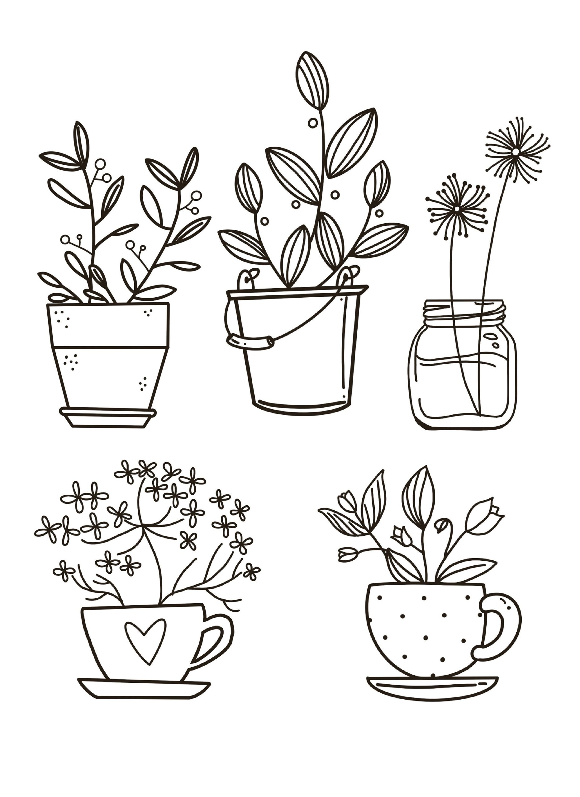 Plant Coloring Pages Relaxing Adult Kids Activity PDF Download Etsy Australia