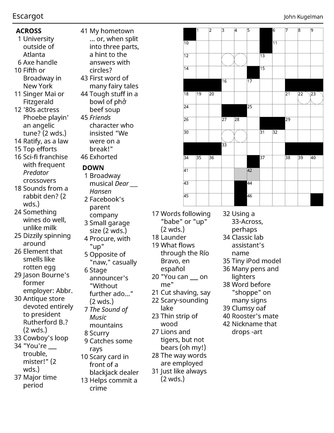 quirky types nyt crossword