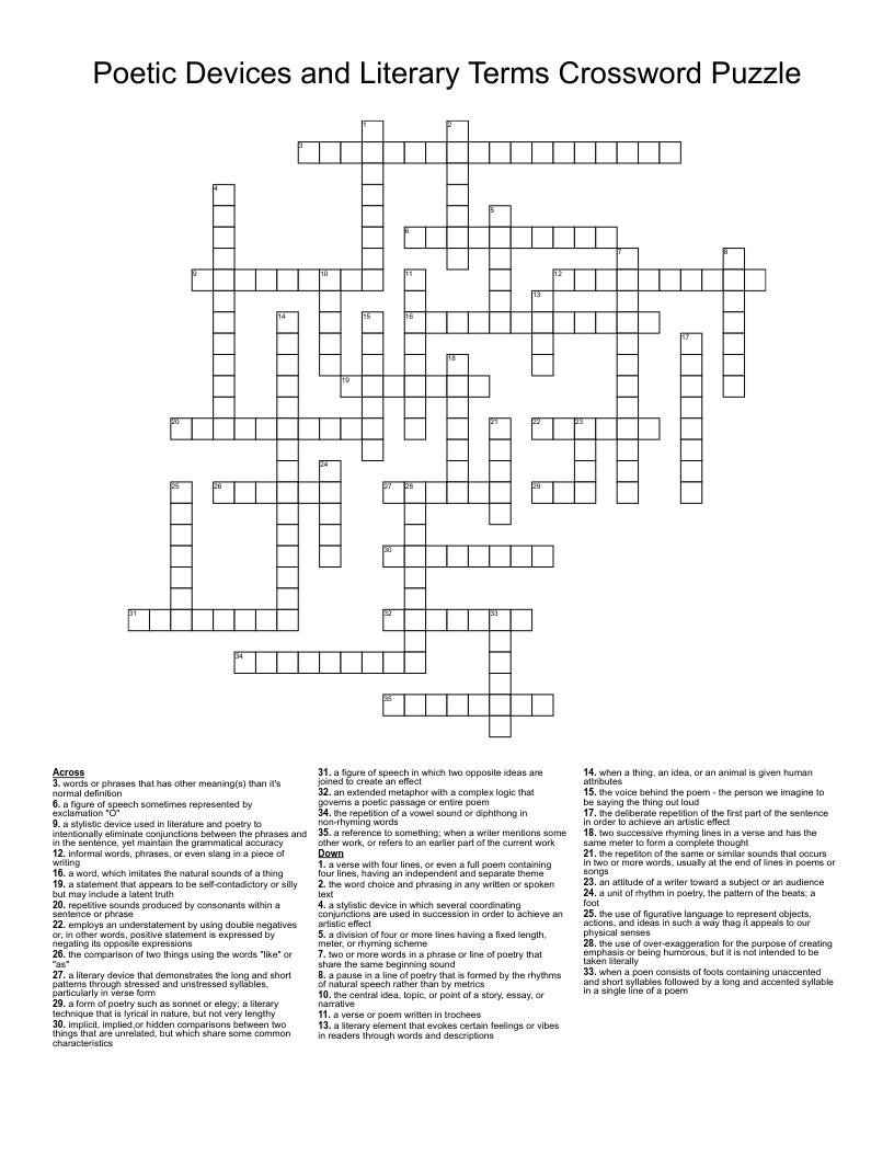 Poetic Devices And Literary Terms Crossword Puzzle WordMint Poetic Devices And Literary Terms Crossword Puzzle WordMint