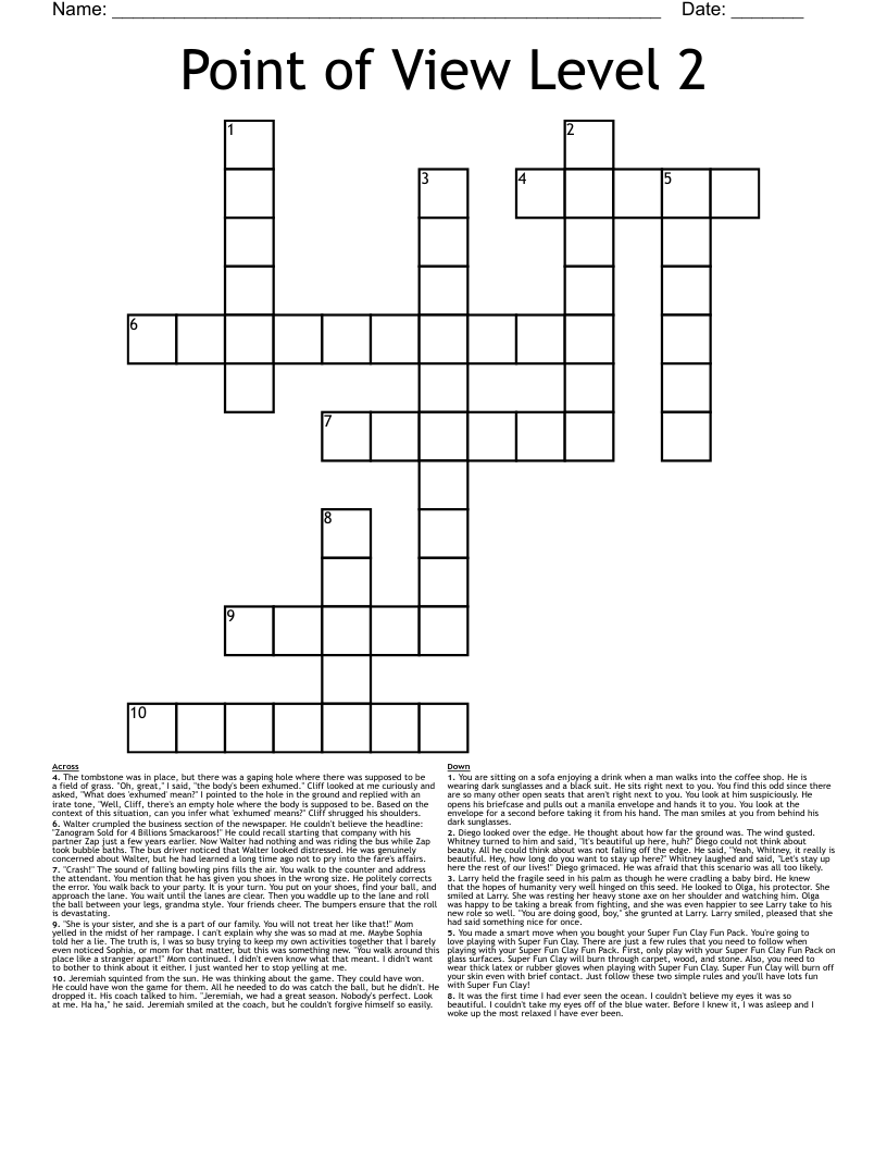 Point Of View Level 2 Crossword WordMint Point Of View Level 2 Crossword WordMint