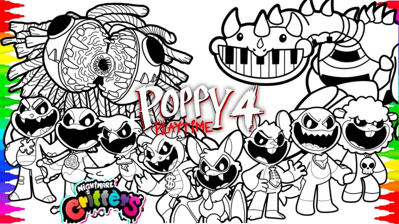 Poppy Playtime Chapter 4 Coloring Pages YARNABY Pianosaurus NIGHTMARE CRITTERS NCS Music YouTube
