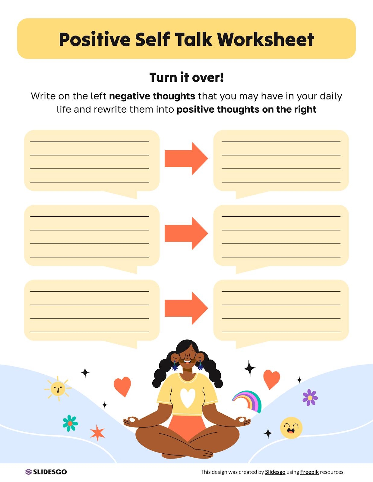 Positive Self Talk Worksheet Template