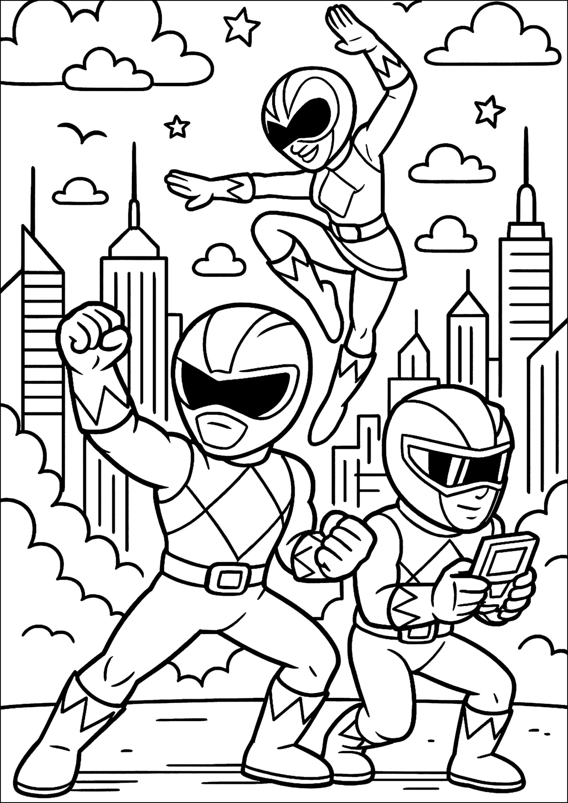 Power Rangers In Action Power Rangers Coloring Pages