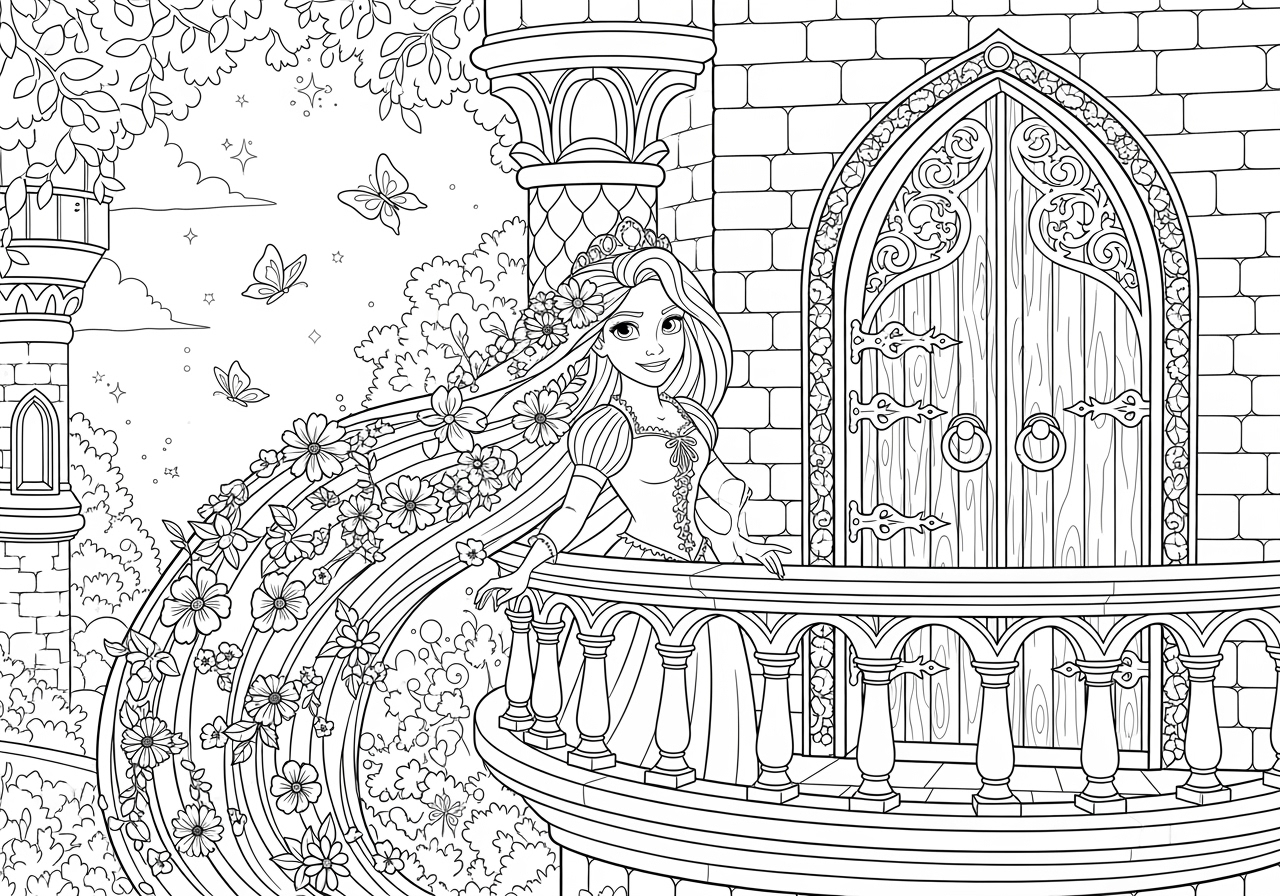 Princess Rapunzel Coloring Page Free Printable