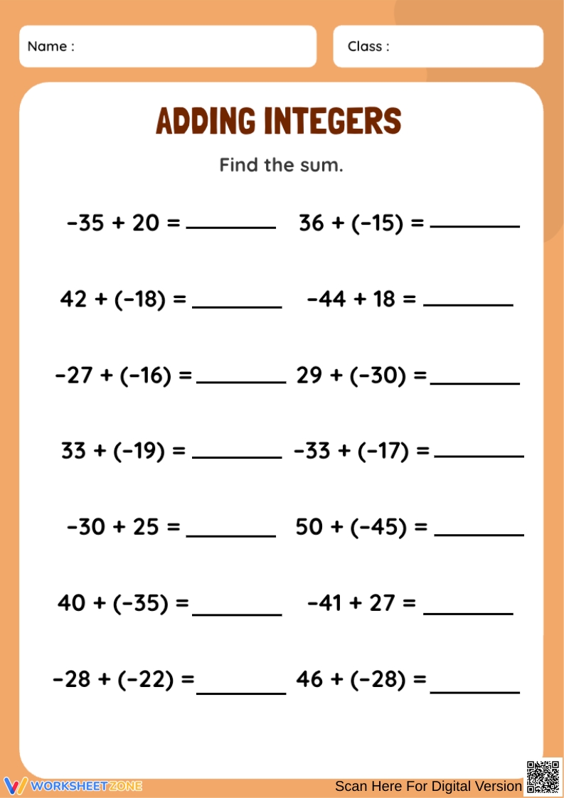 adding integers worksheet pdf adding integers worksheet pdf