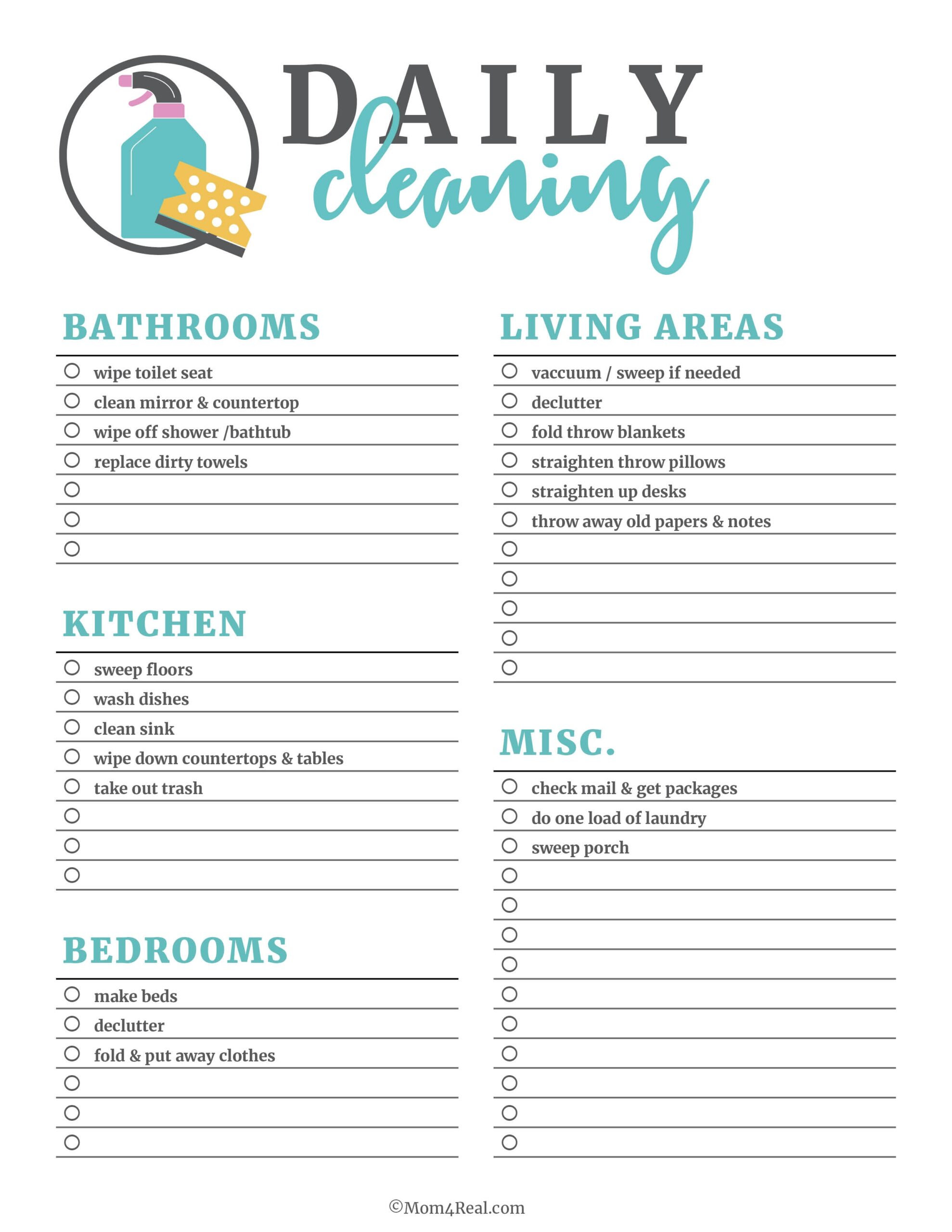 Printable Cleaning Checklists Daily Weekly Monthly Tasks Printable Cleaning Checklists Daily Weekly Monthly Tasks