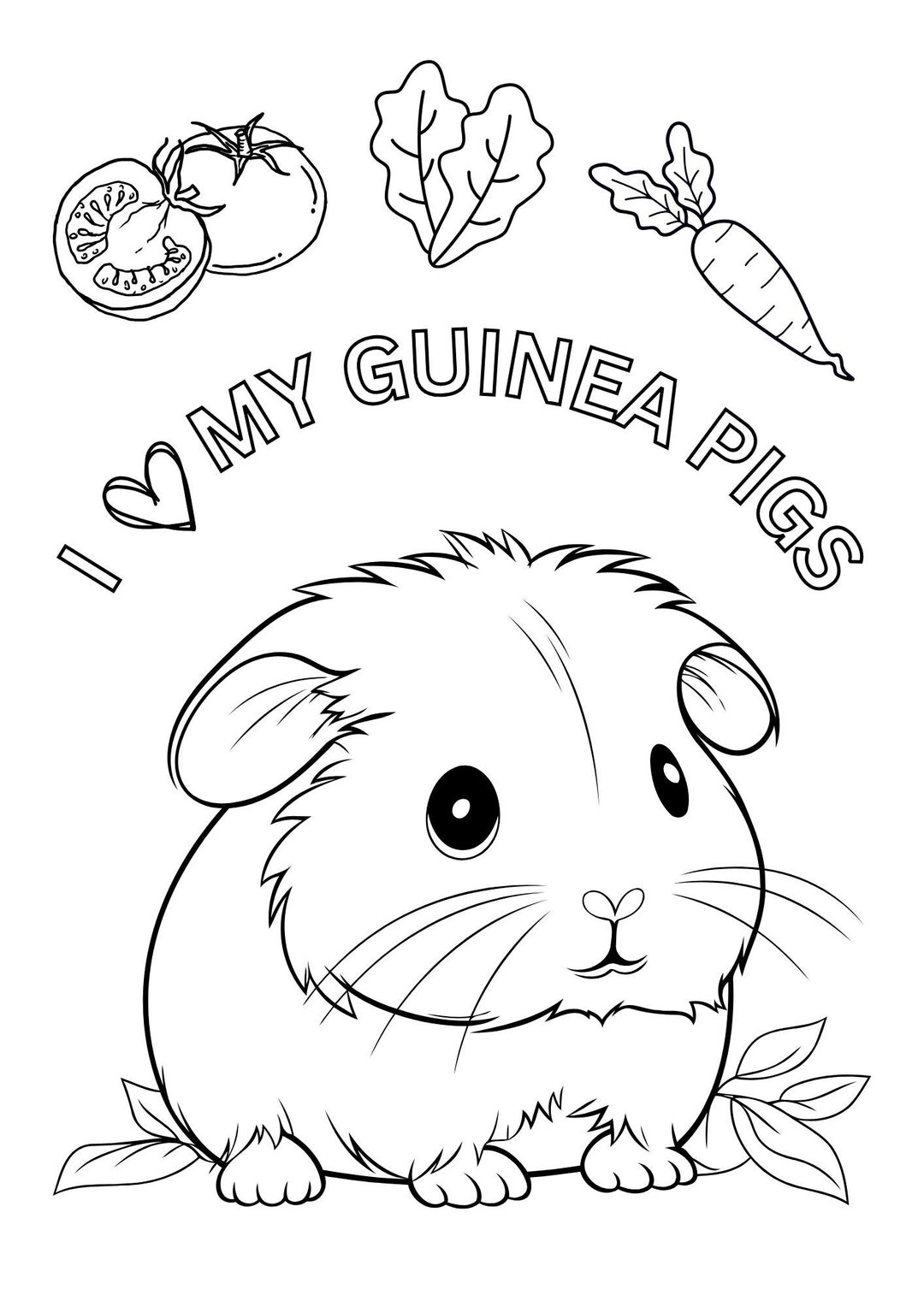 Printable Coloring Page Guinea Pigs Download Print Etsy