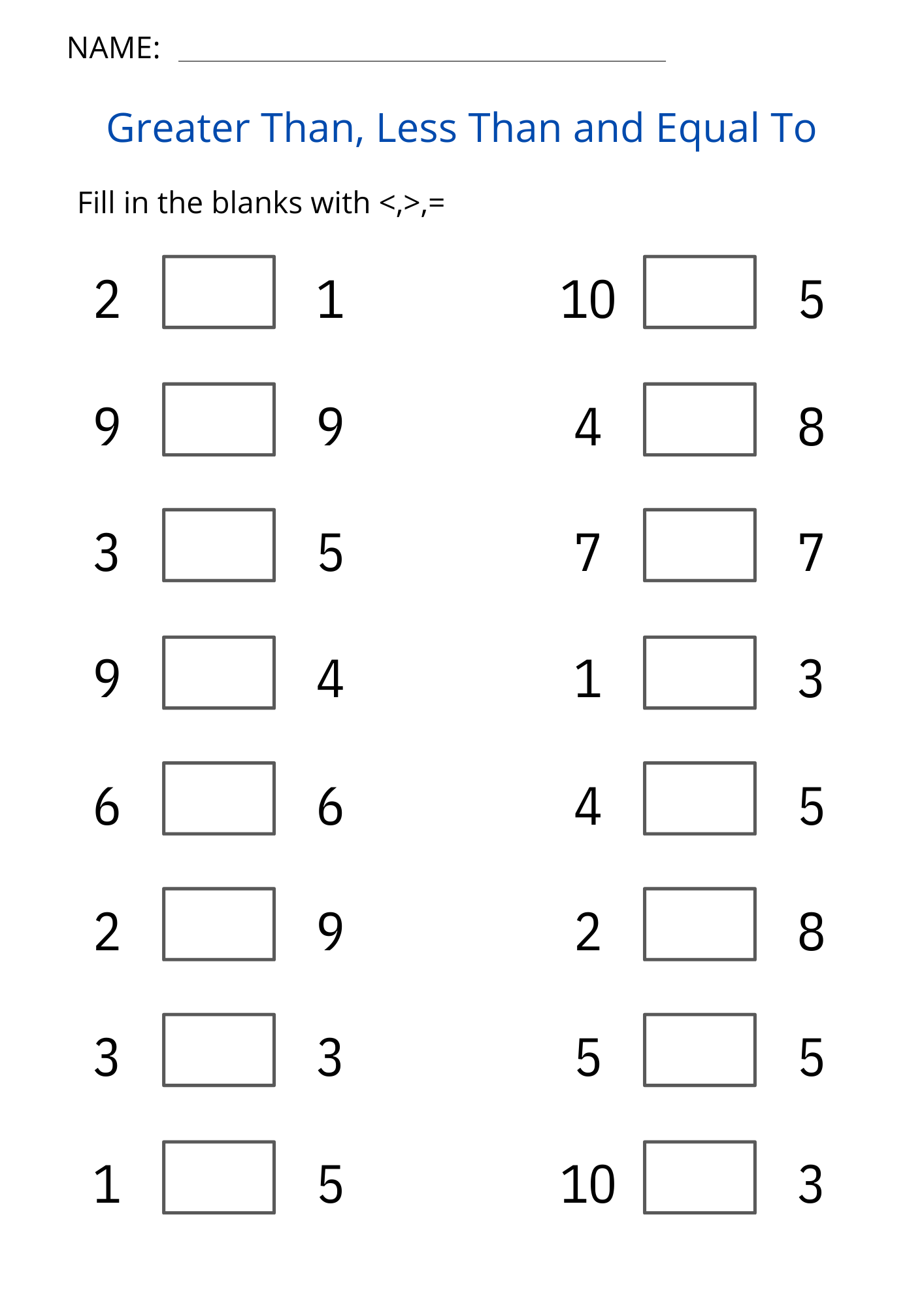 Printable Greater Than Less Than And Equal To Worksheet For Grade 1 2 3 Made By Teachers Printable Greater Than Less Than And Equal To Worksheet For Grade 1 2 3 Made By Teachers