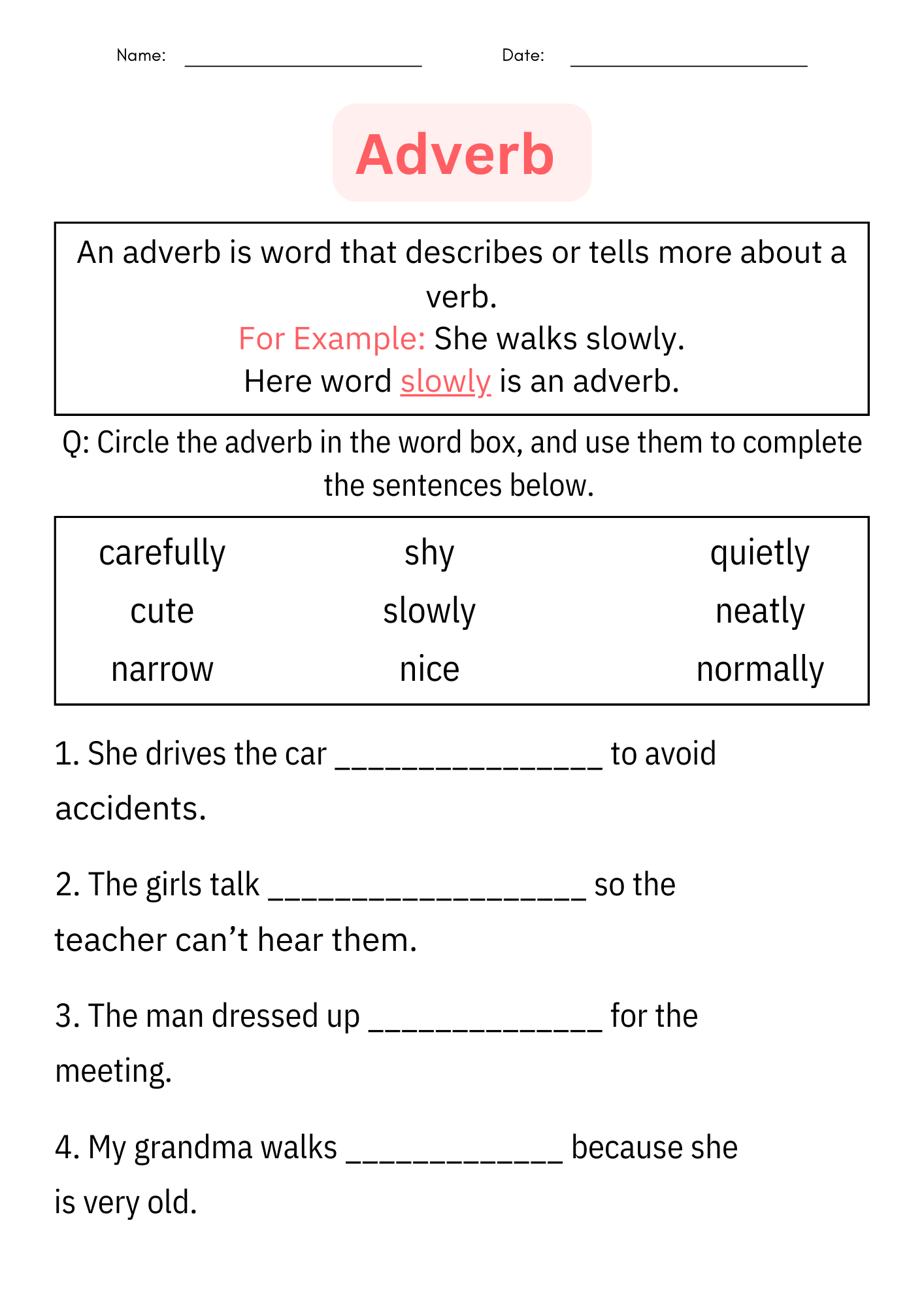 Printable Identifying Adverbs Grammar Worksheet For Kindergarten Made By Teachers Printable Identifying Adverbs Grammar Worksheet For Kindergarten Made By Teachers