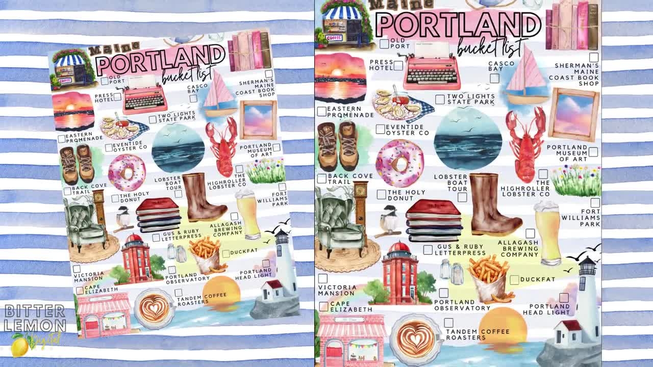Printable Portland Maine Bucket List New England To do List Etsy