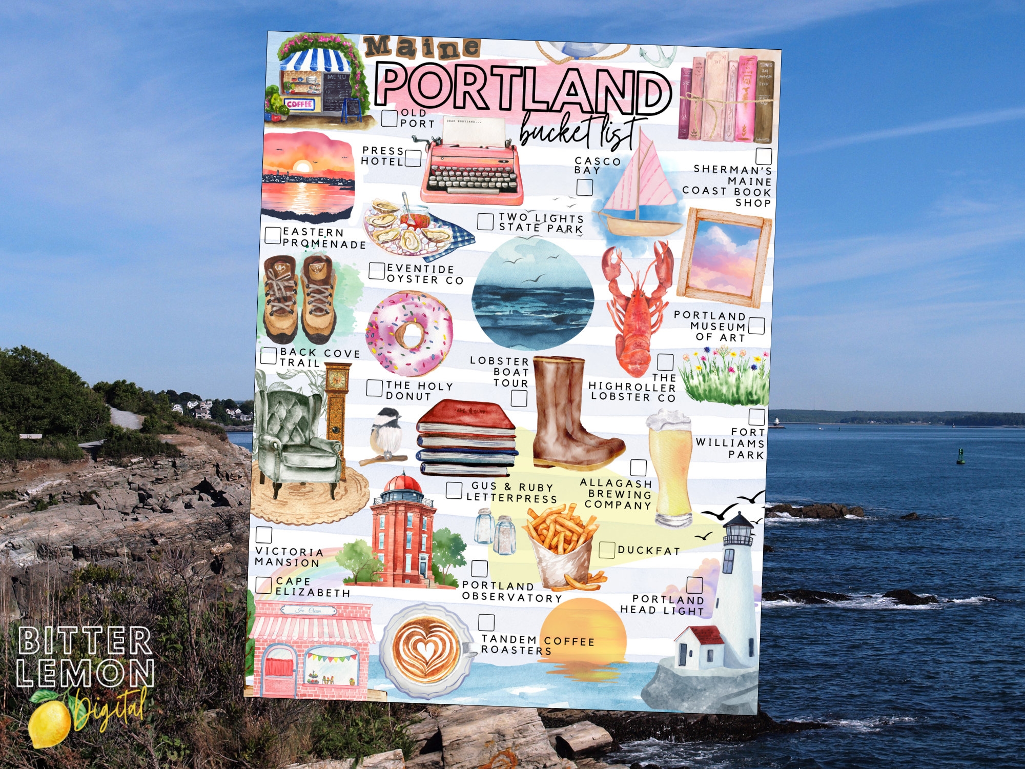 Printable Portland Maine Bucket List New England To do List Etsy