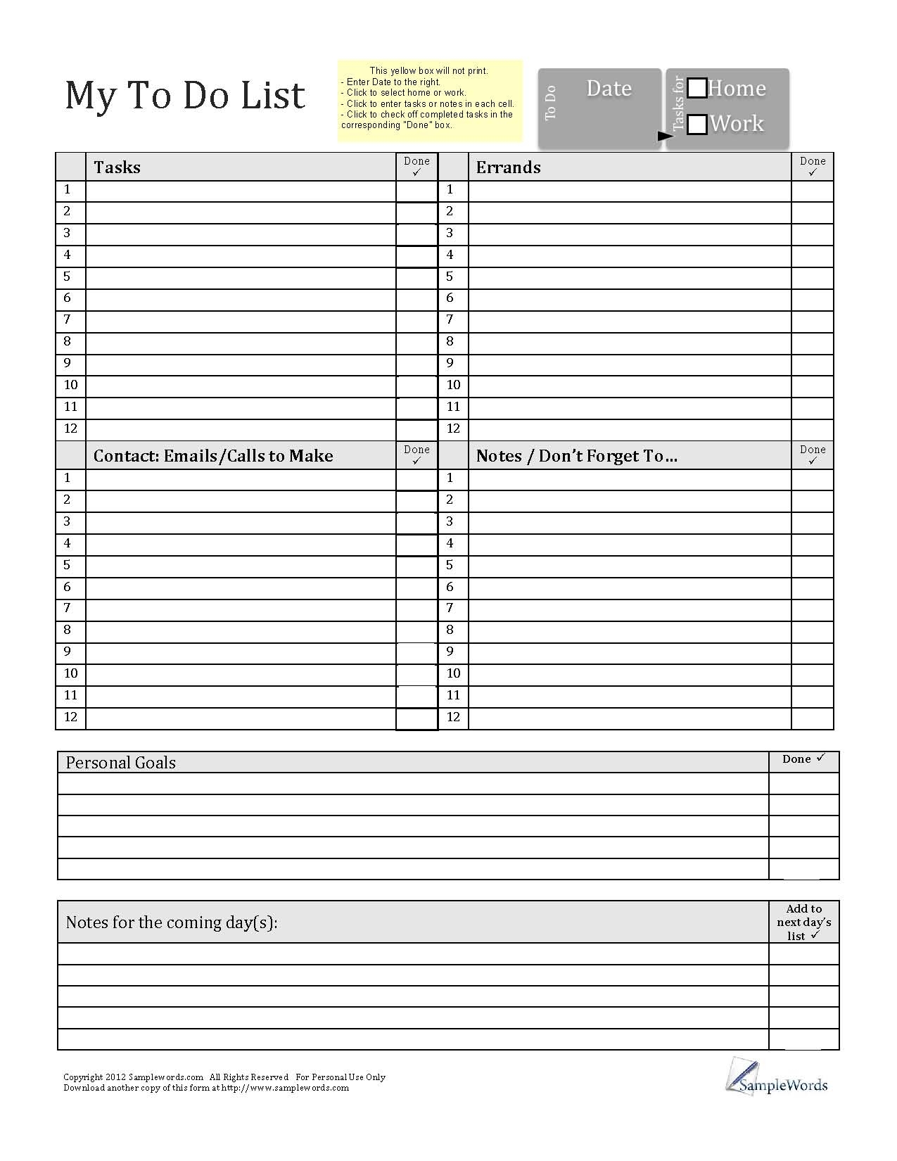 Printable To Do List PDF Fillable Form For Free Download Printable To Do List PDF Fillable Form For Free Download