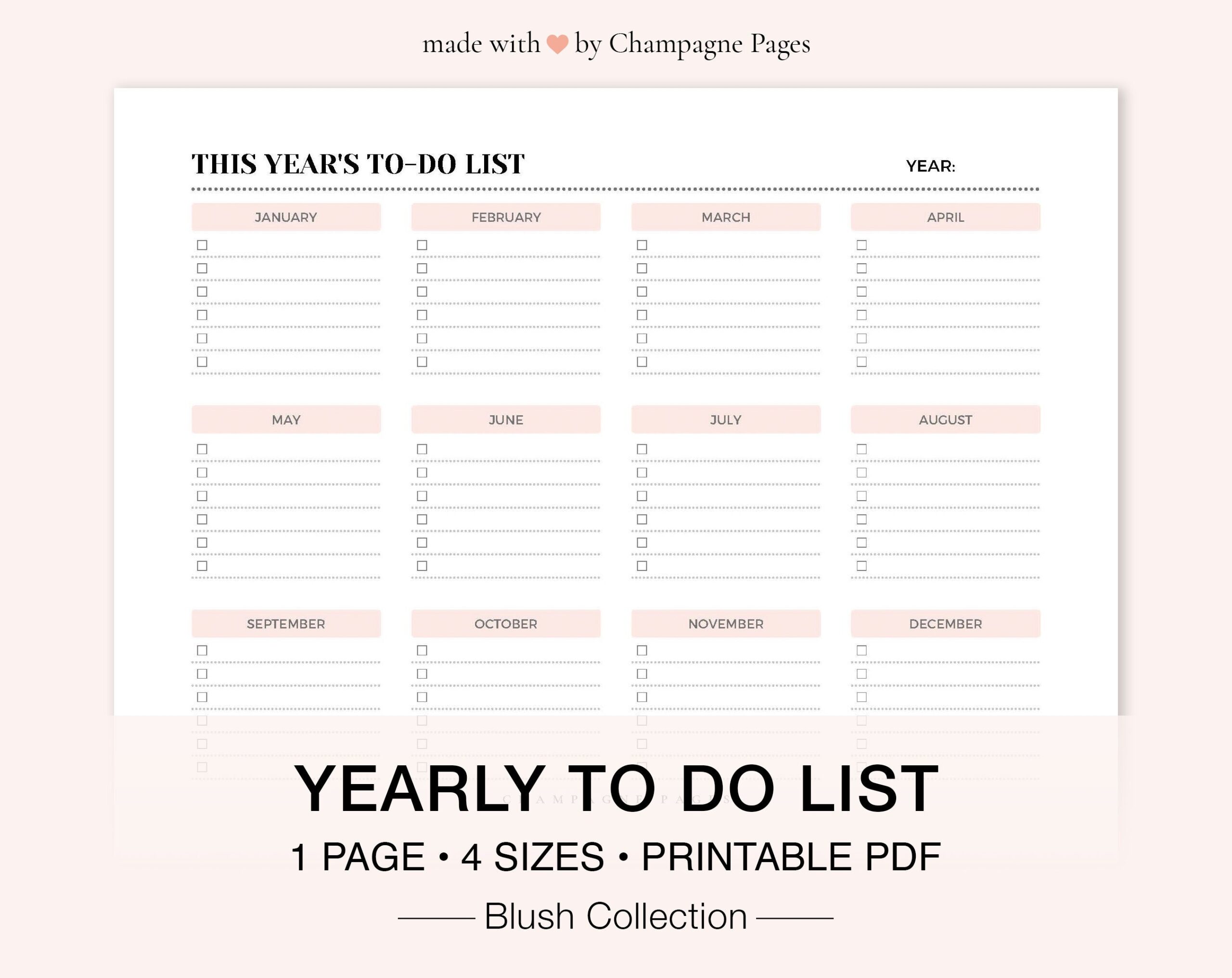 Printable Undated Yearly To Do List Goodnotes Template PDF Etsy